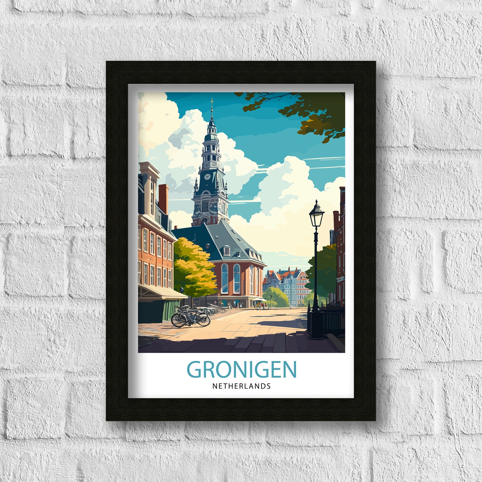 Groningen Netherlands Travel Poster, Dutch City Print