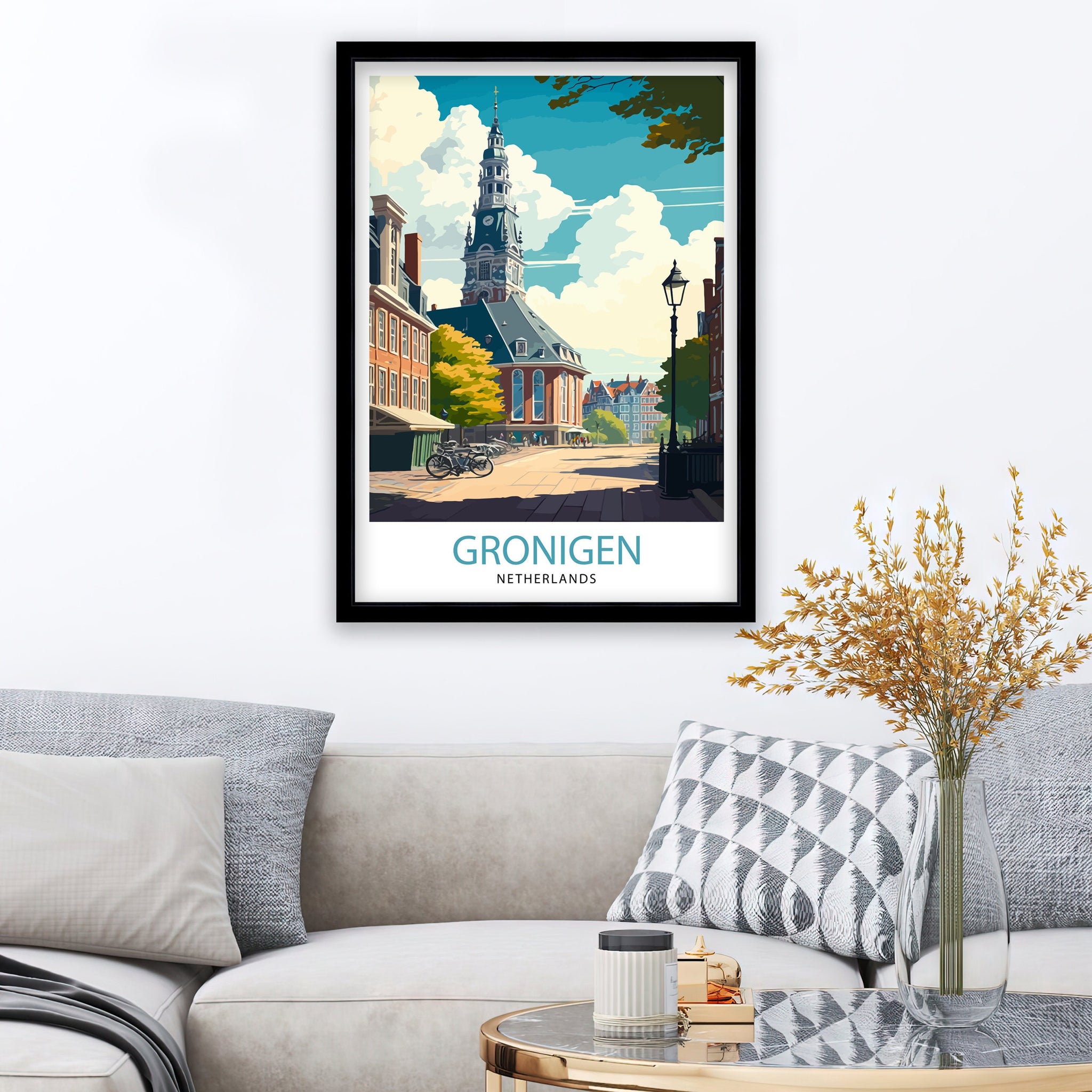 Groningen Netherlands Travel Poster, Dutch City Print