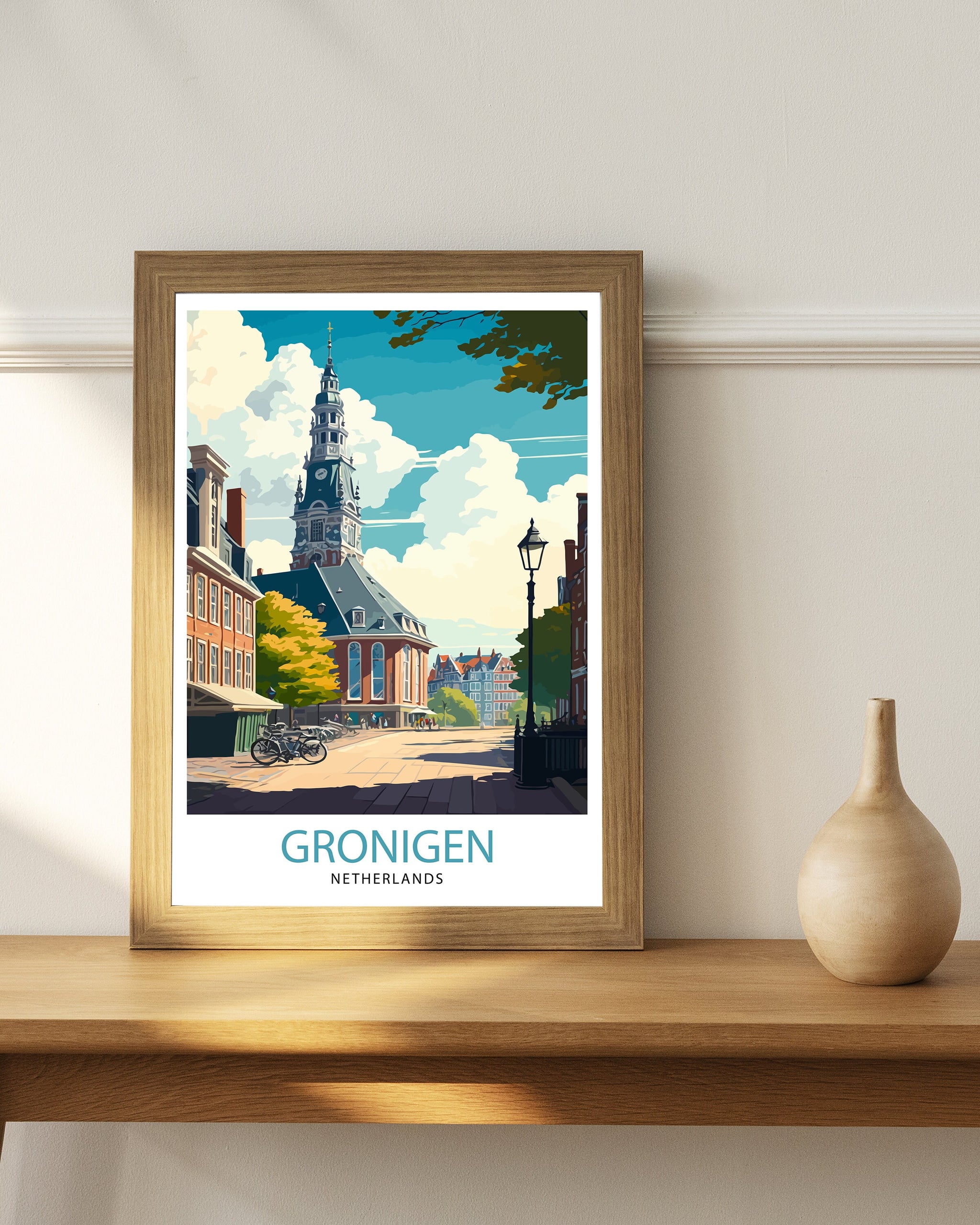Groningen Netherlands Travel Poster, Dutch City Print
