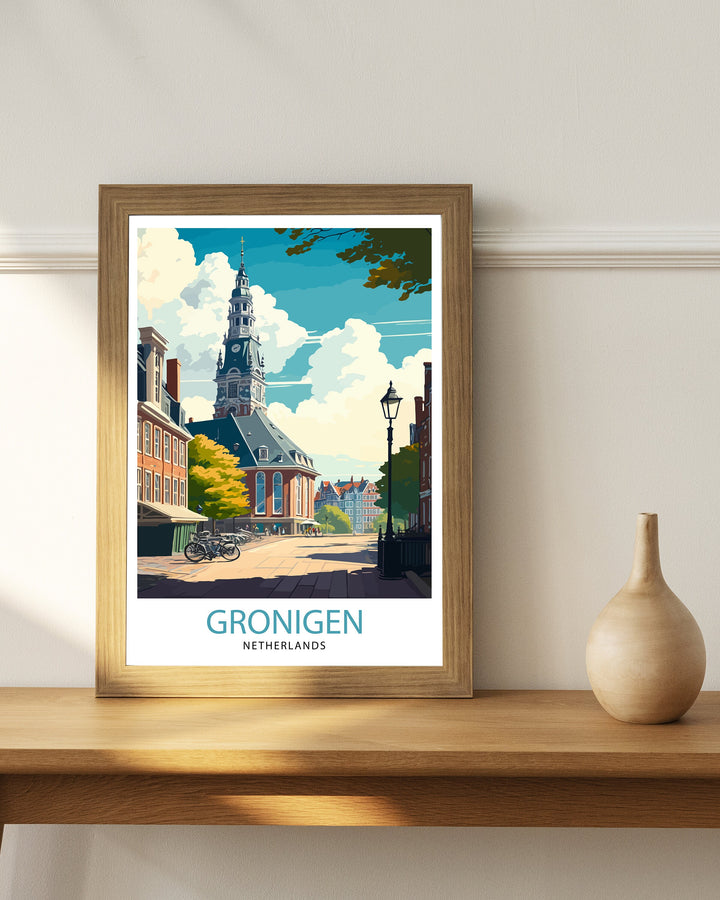 Groningen Netherlands Travel Poster Groningen