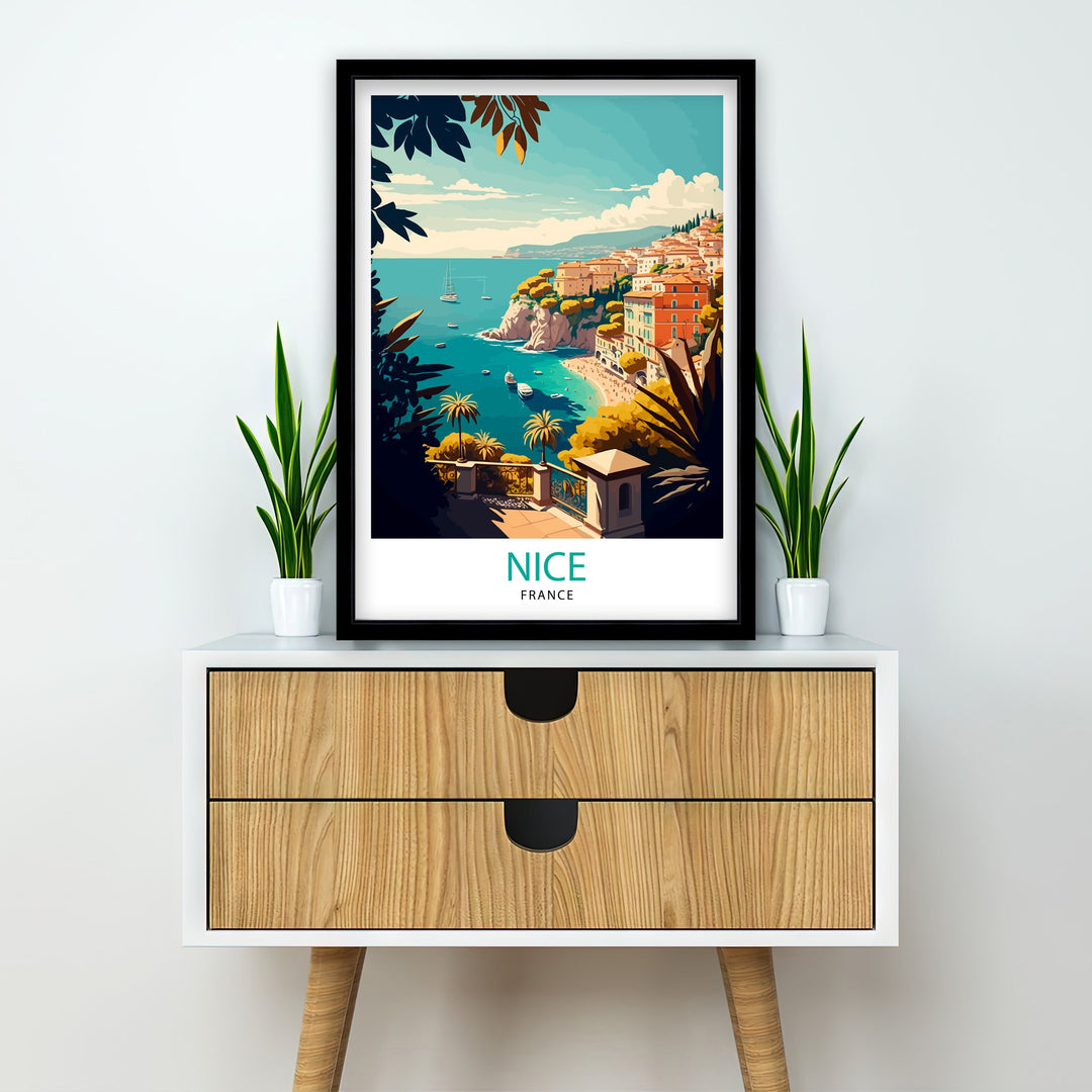 Nice France Travel Poster Nice Wall Art Nice Illustration Travel Poster French Riviera Home Decor Gift for Travelers