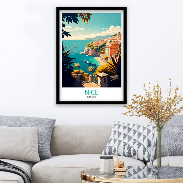 Nice France Travel Poster Nice Wall Art Nice Illustration Travel Poster French Riviera Home Decor Gift for Travelers