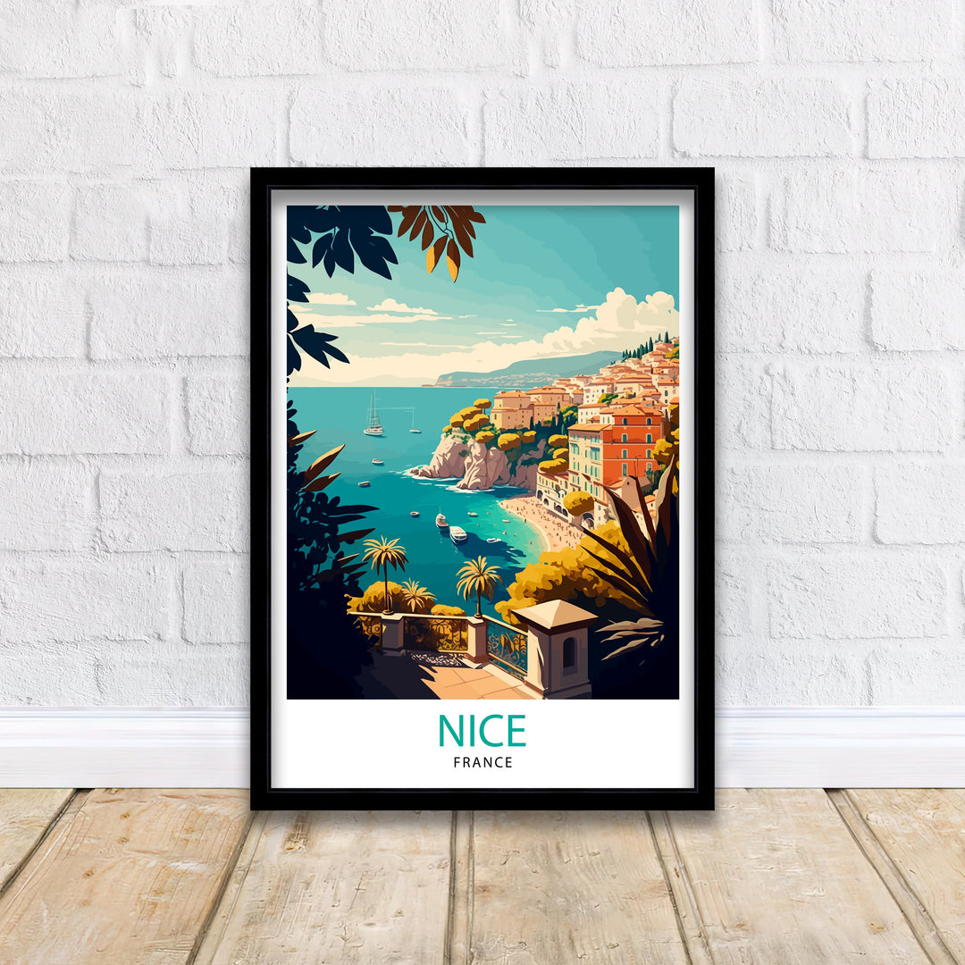 Nice France Travel Poster Nice Wall Art Nice Illustration Travel Poster French Riviera Home Decor Gift for Travelers