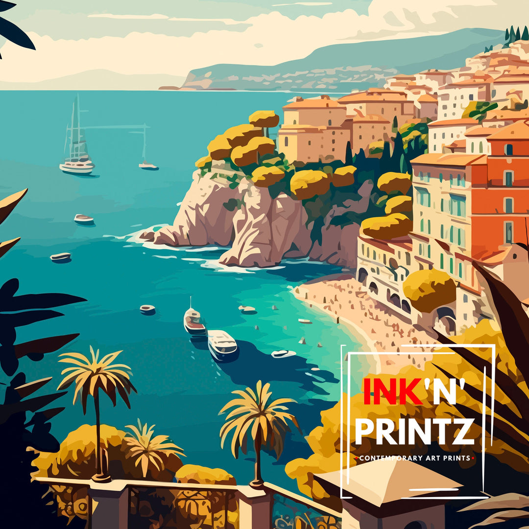 Nice France Travel Poster Nice Wall Art Nice Illustration Travel Poster French Riviera Home Decor Gift for Travelers