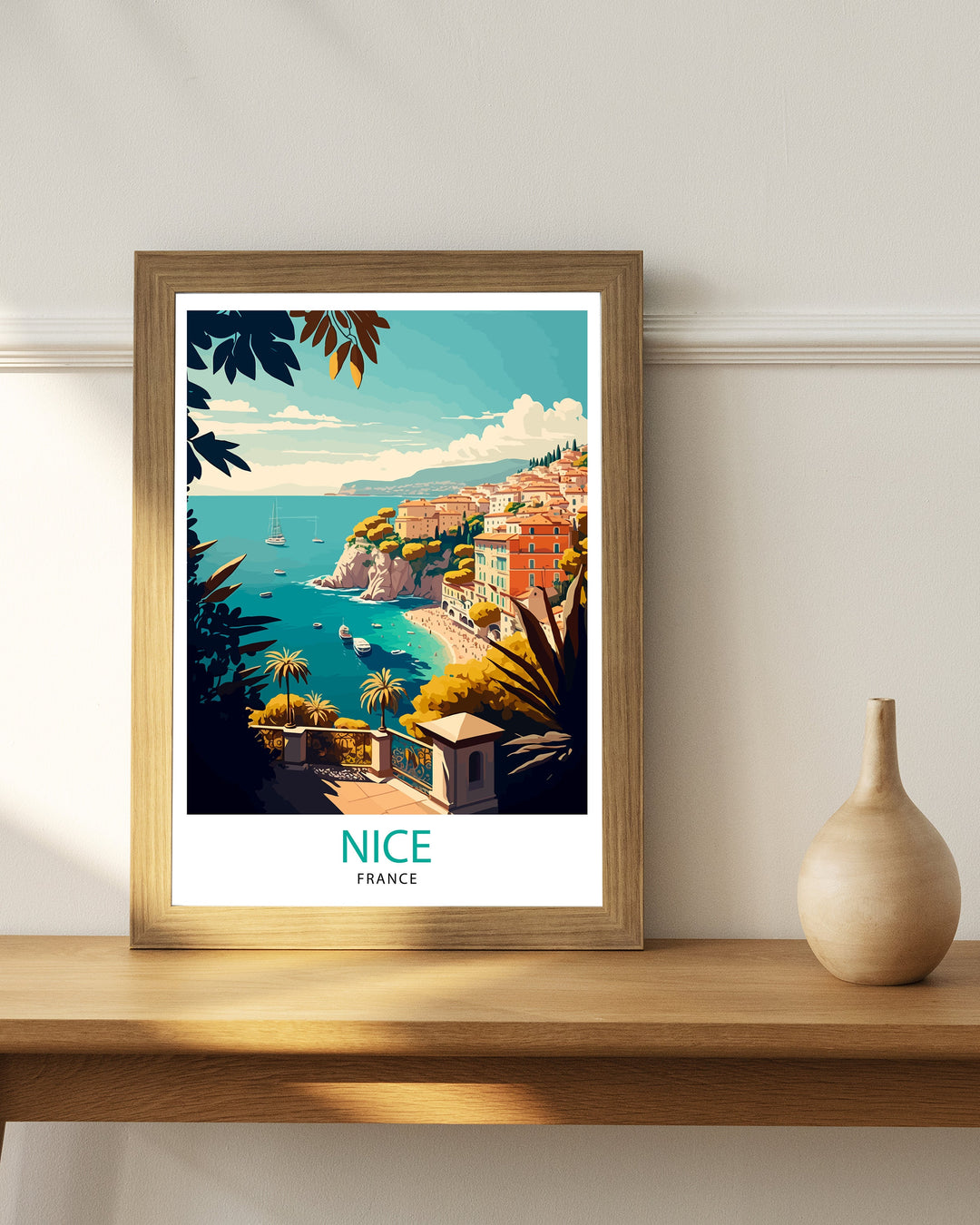 Nice France Travel Poster Nice Wall Art Nice Illustration Travel Poster French Riviera Home Decor Gift for Travelers