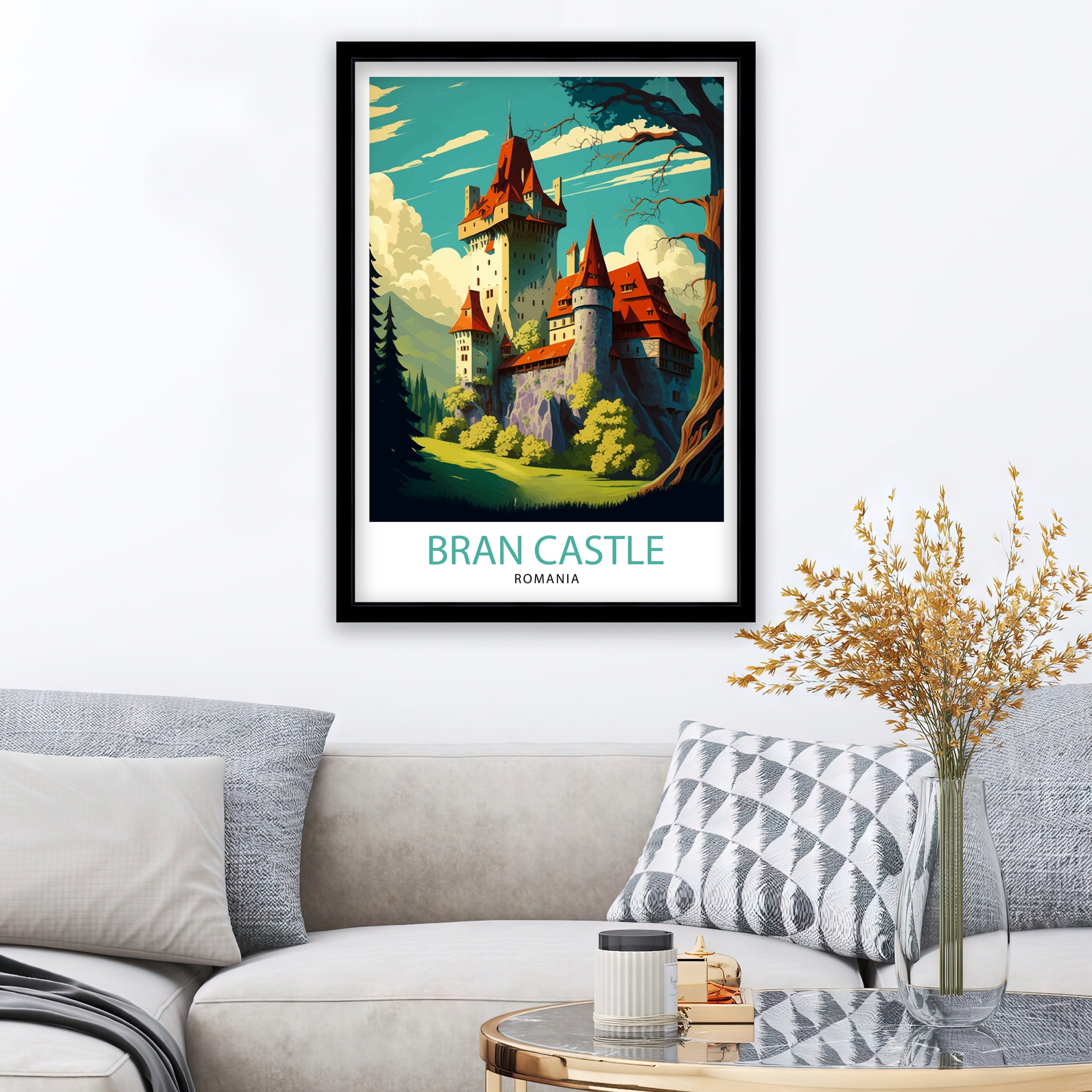 Bran Castle, Romania Travel Poster, Transylvania Wall Art