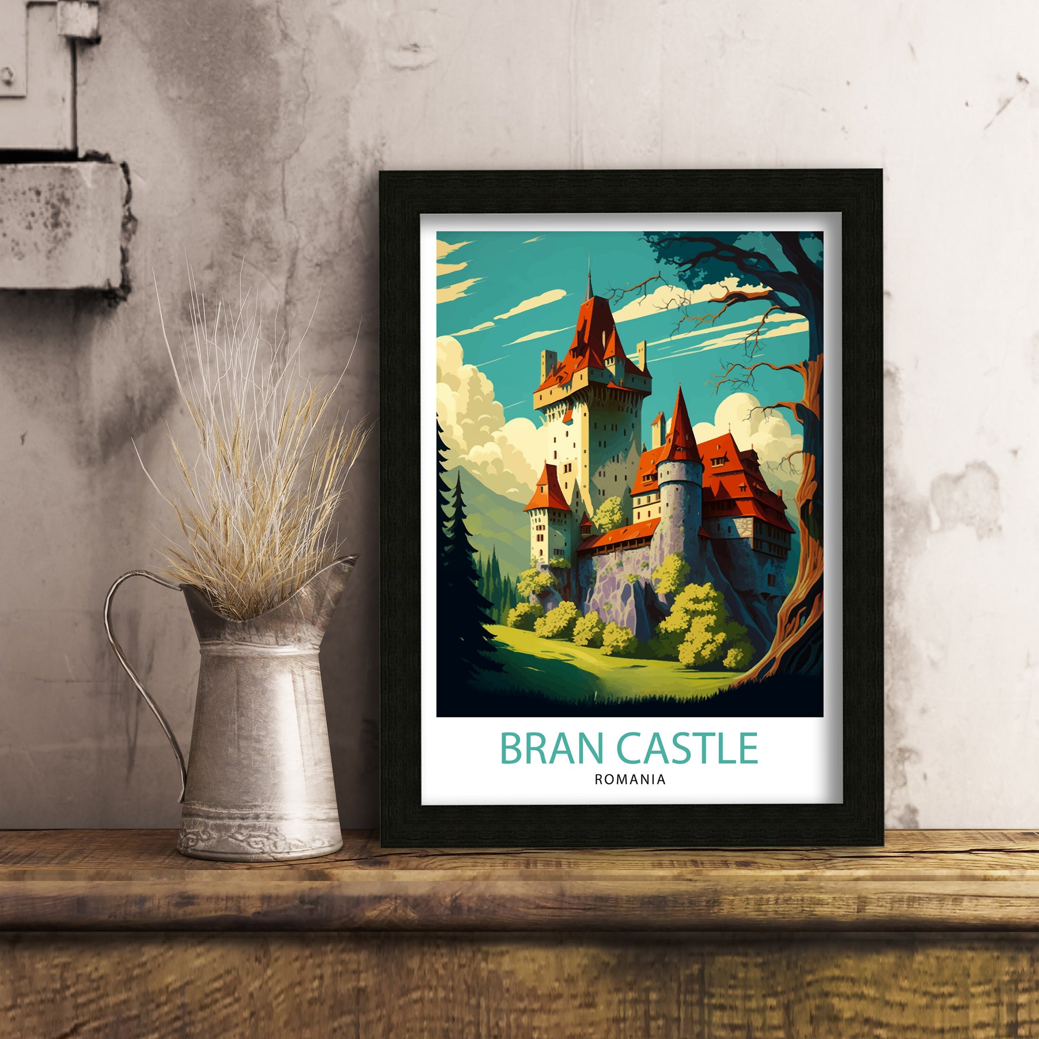 Bran Castle, Romania Travel Poster, Transylvania Wall Art