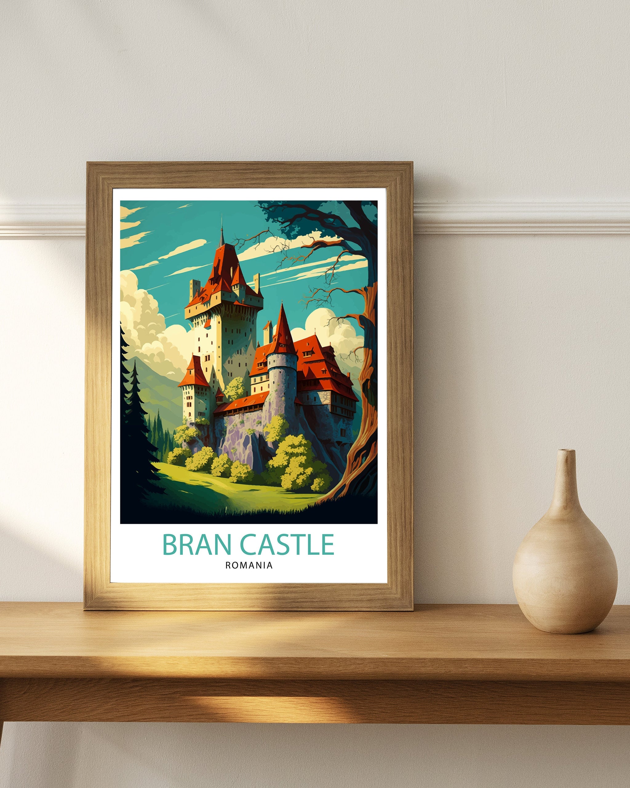 Bran Castle, Romania Travel Poster, Transylvania Wall Art