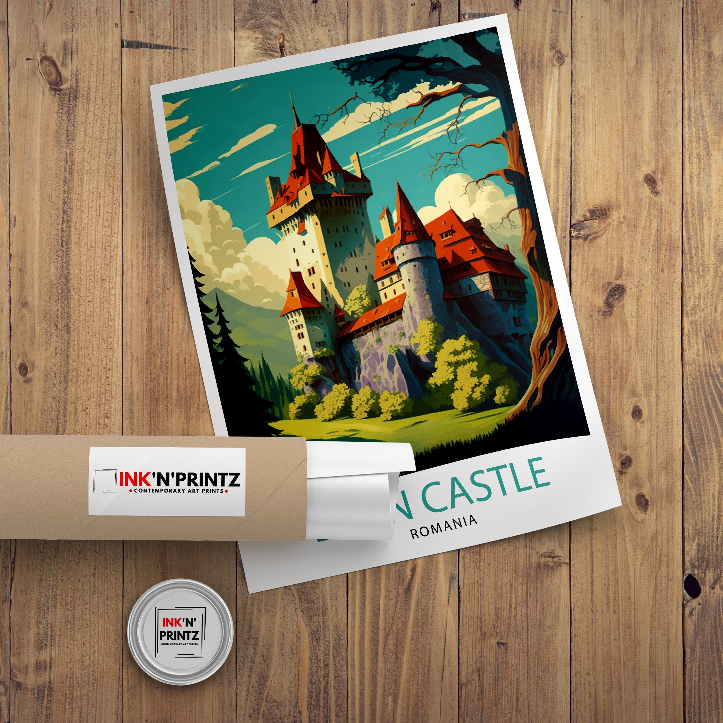 Bran Castle, Romania Travel Poster, Transylvania Wall Art