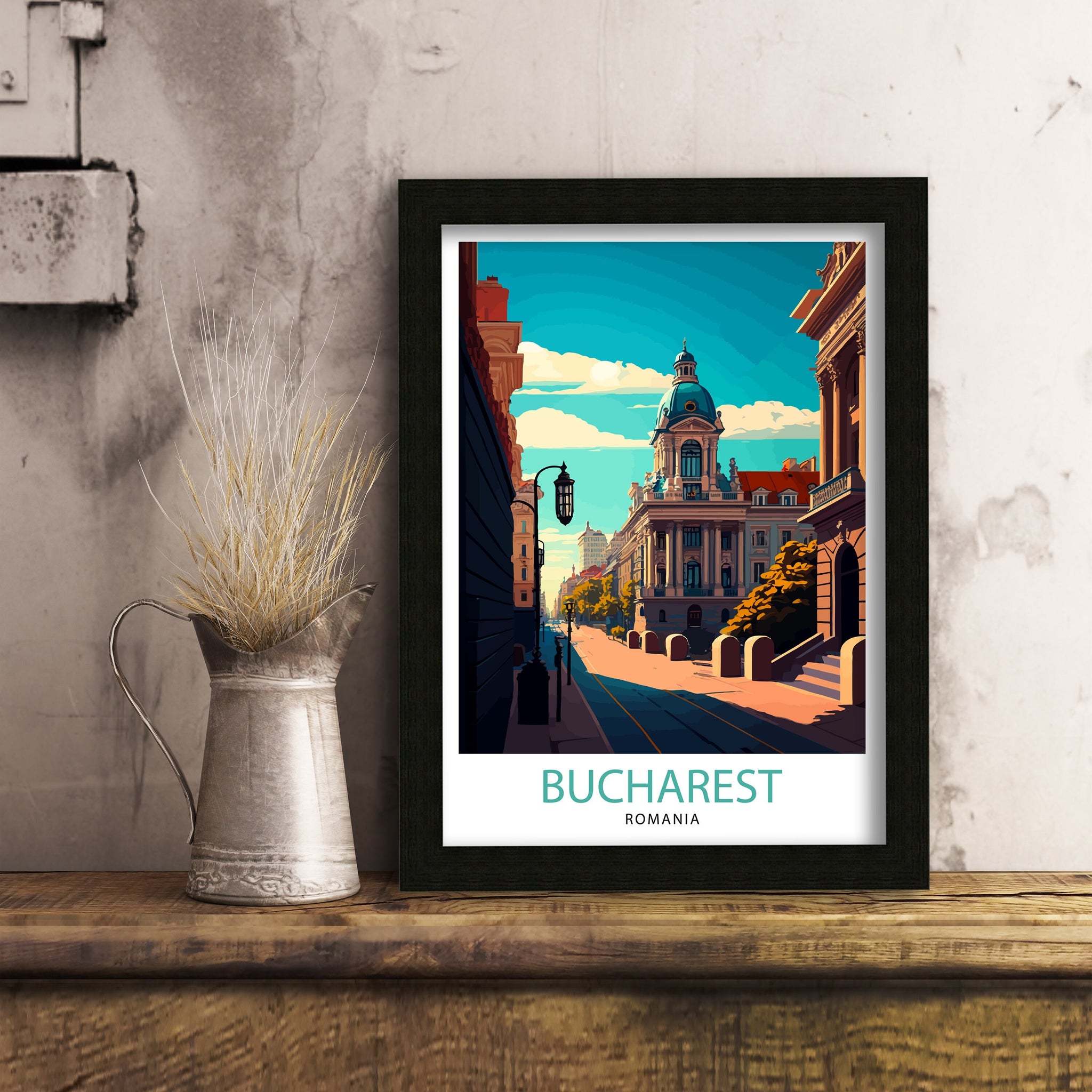 Bucharest Illustration Print, Romania Travel Poster