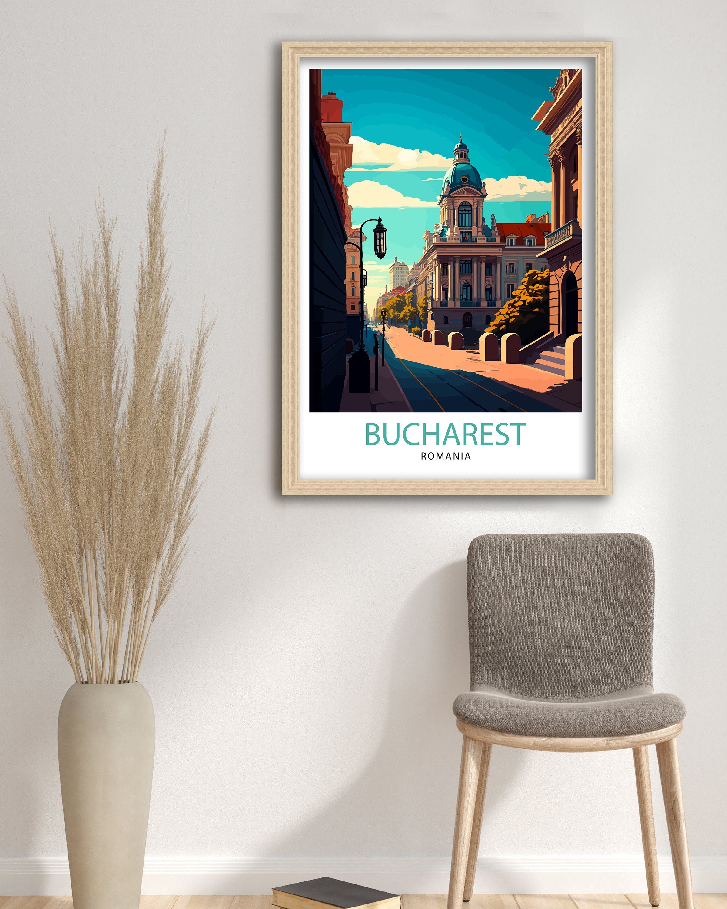 Bucharest Illustration Print, Romania Travel Poster