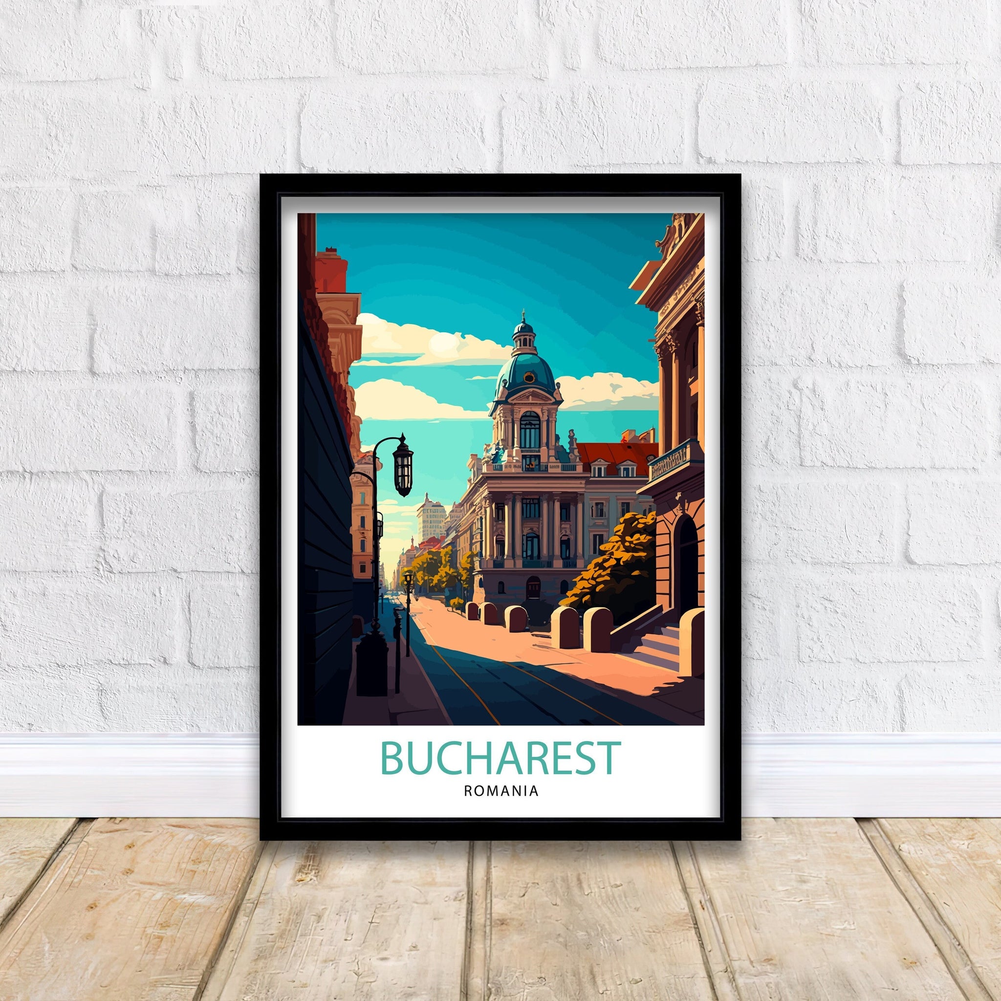 Bucharest Illustration Print, Romania Travel Poster