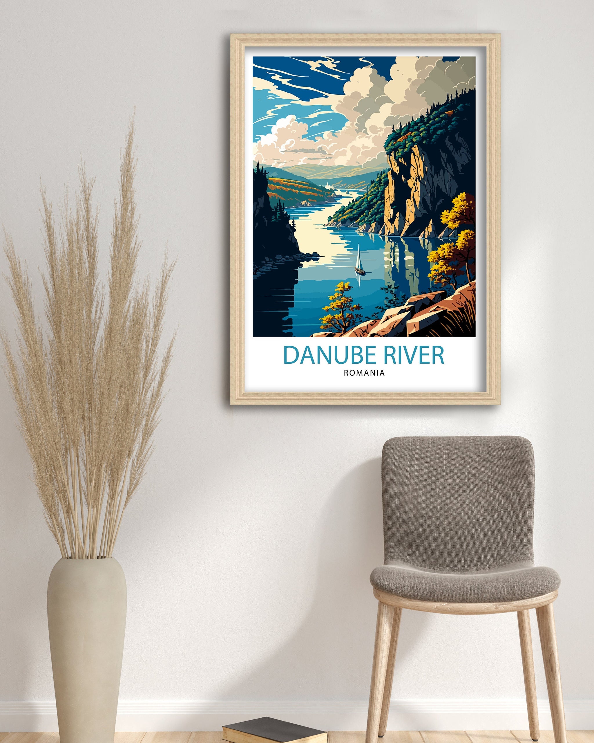 Danube River Romania Travel Poster, River Landscape Art Print