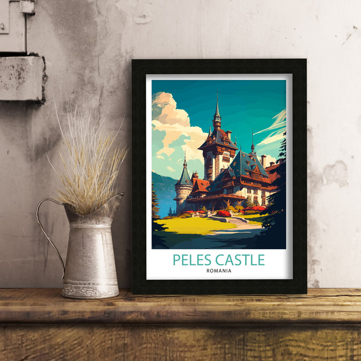 Peles Castle Romania Travel Poster Peles Castle