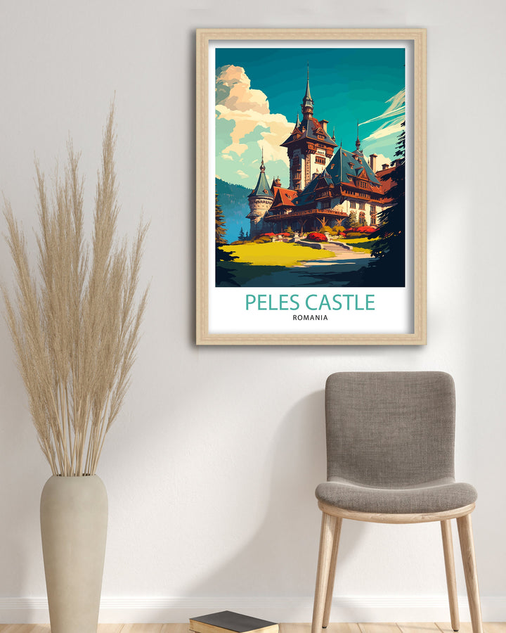 Peles Castle Romania Travel Poster Peles Castle