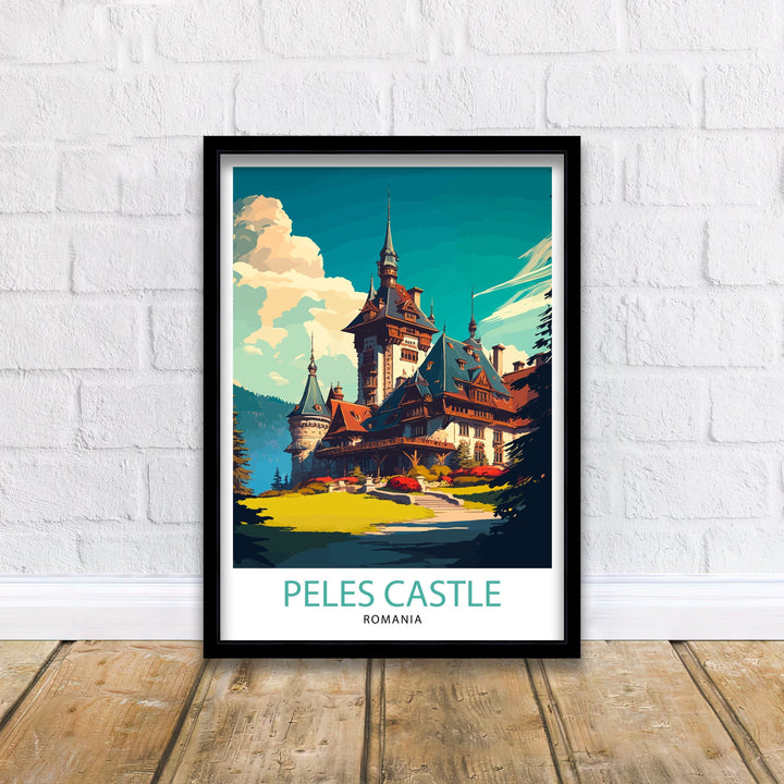 Peles Castle Romania Travel Poster Peles Castle