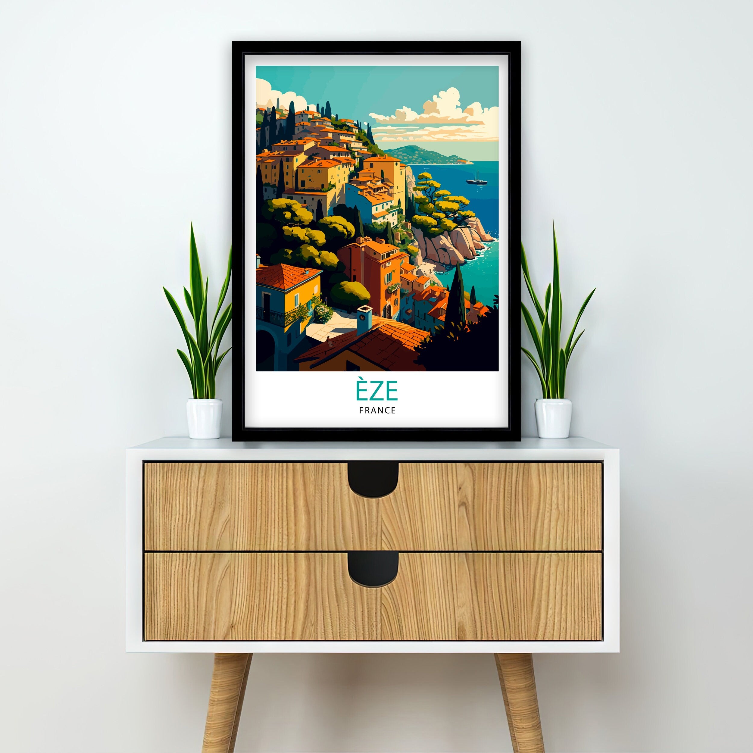 Eze French Riviera Art Print | Coastal Travel Poster