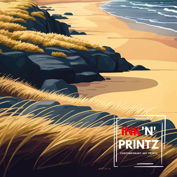 Alnmouth Beach Northumberland Travel Poster Alnmouth