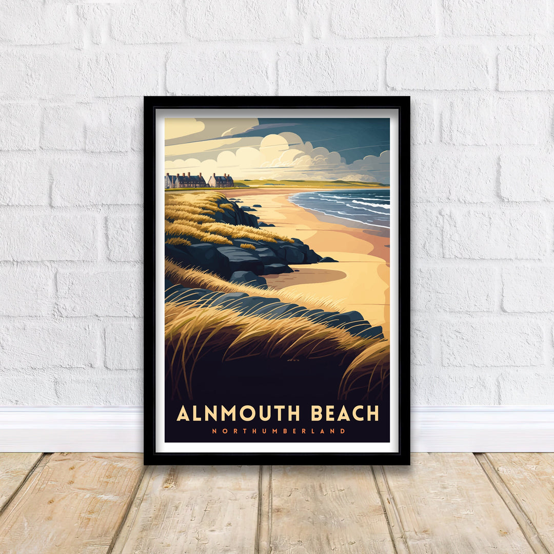 Alnmouth Beach Northumberland Travel Poster Alnmouth