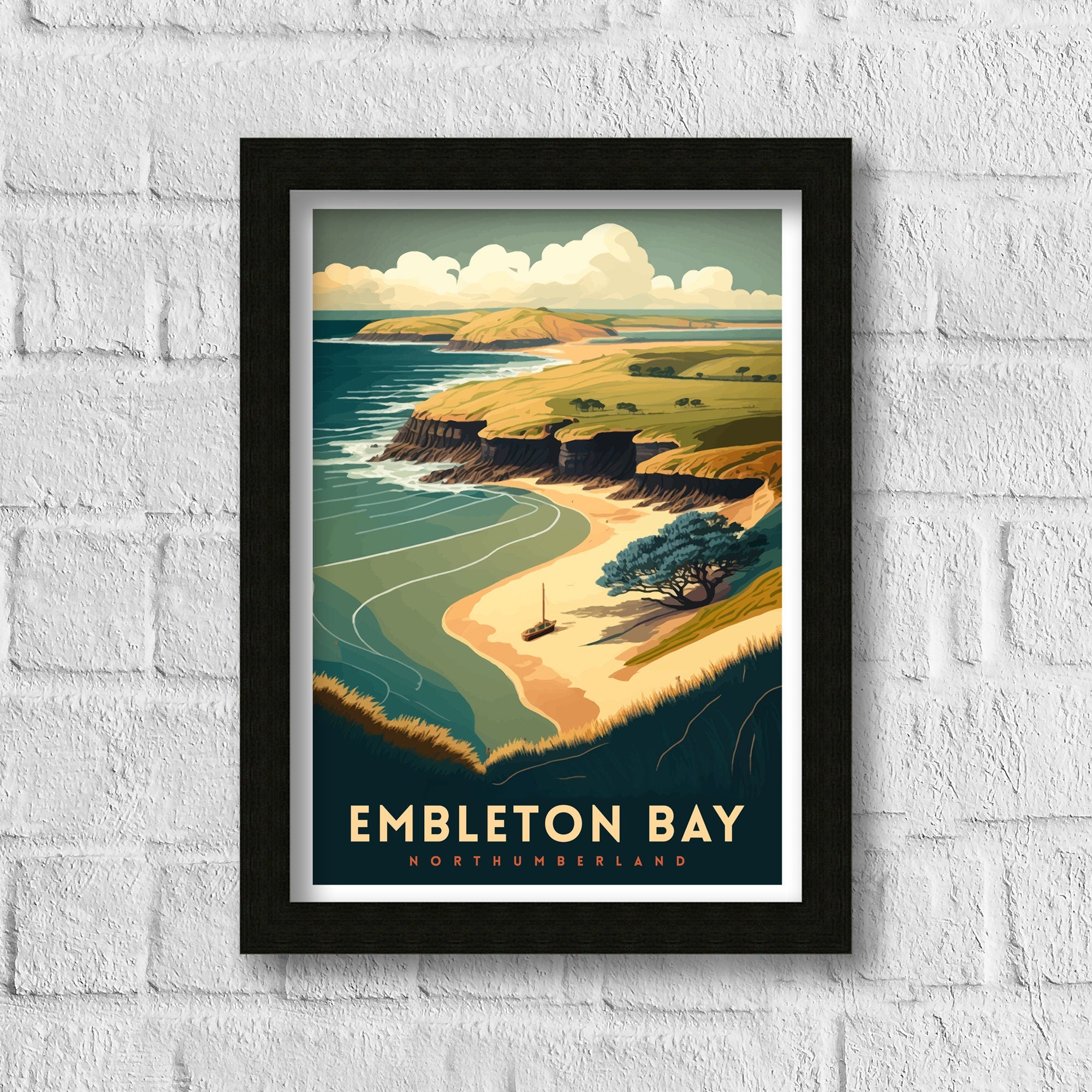 Embleton Bay, Northumberland Travel Poster Print