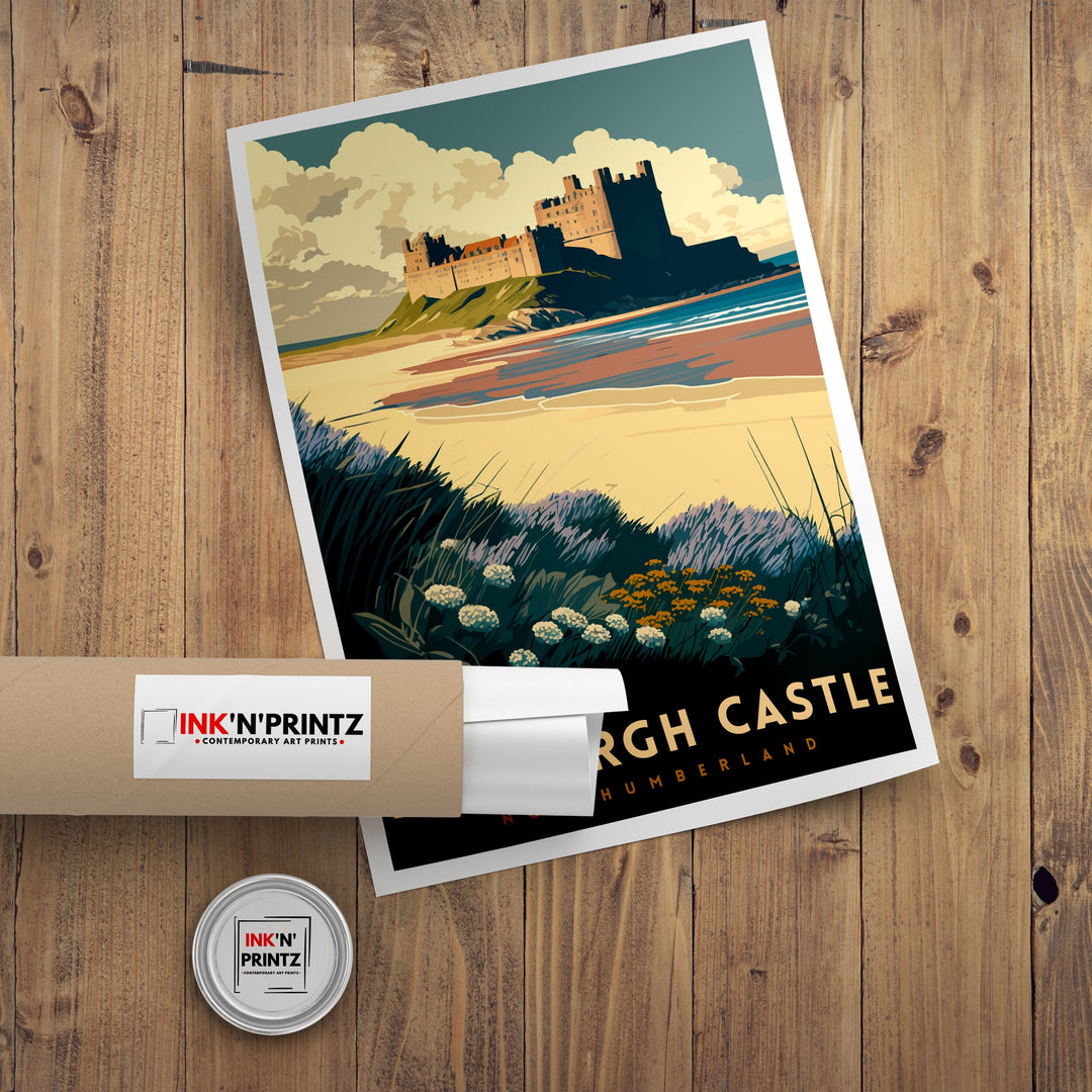 Bamburgh Castle Northumberland Travel Poster Bamburgh Castle