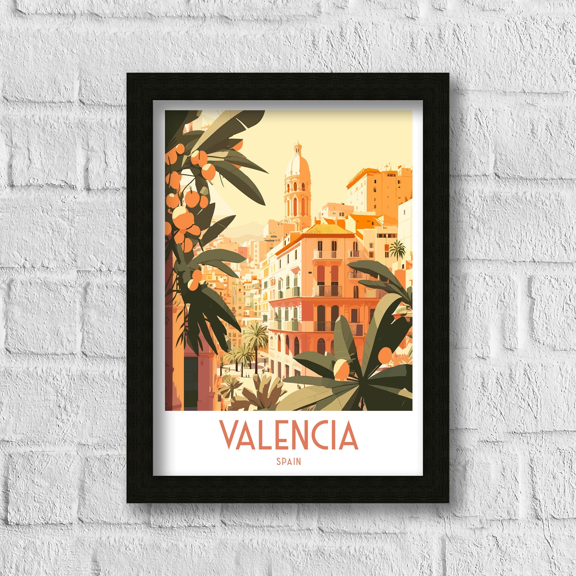 Valencia Spain Travel Print, City Illustration Art