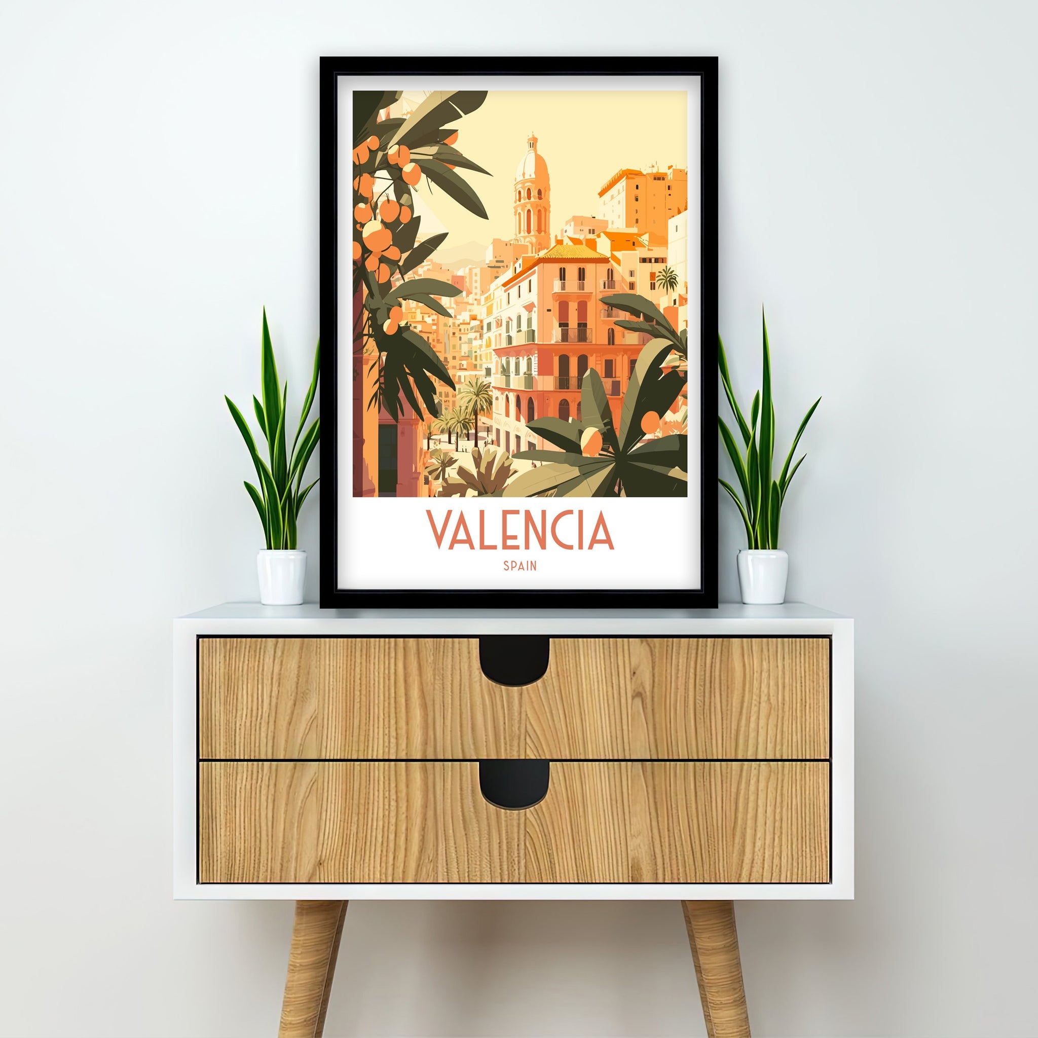 Valencia Spain Travel Print, City Illustration Art