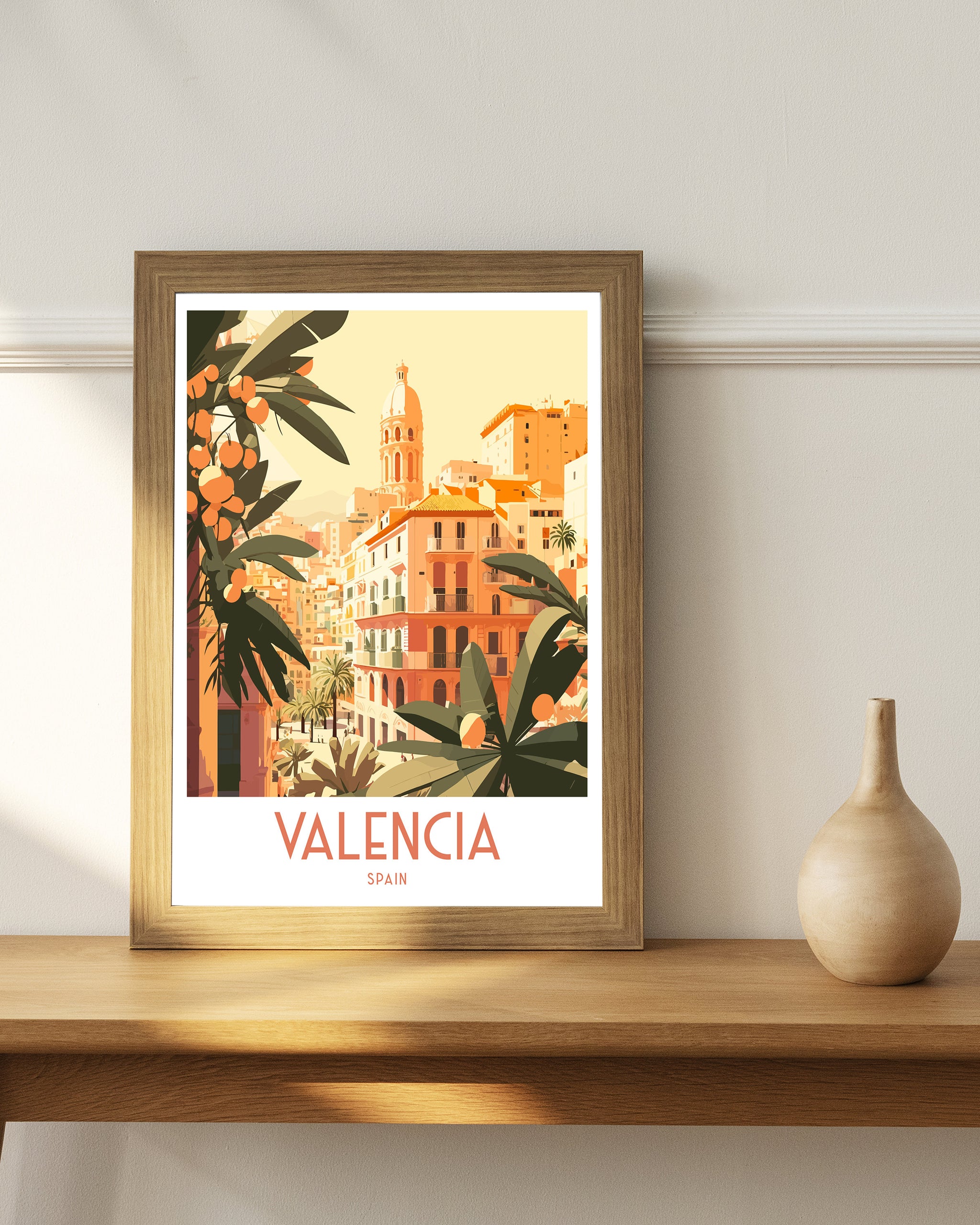 Valencia Spain Travel Print, City Illustration Art