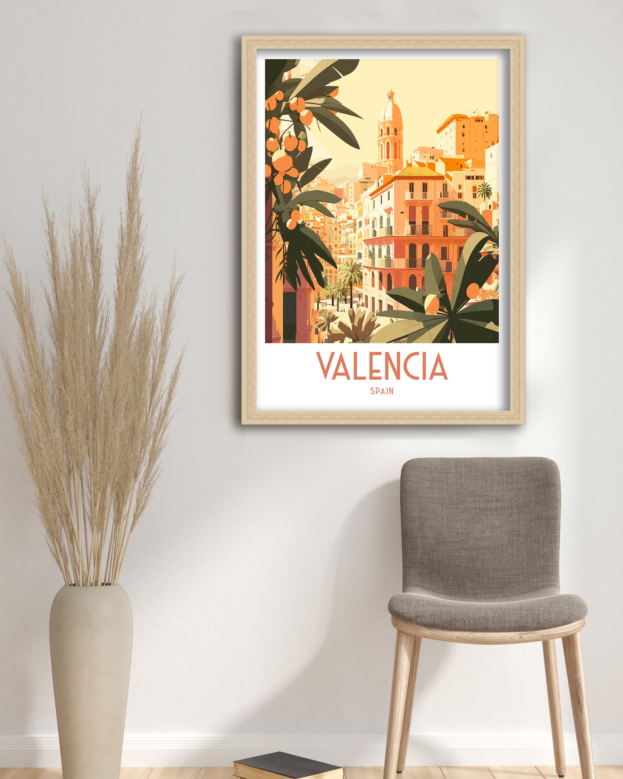 Valencia Spain Travel Print, City Illustration Art