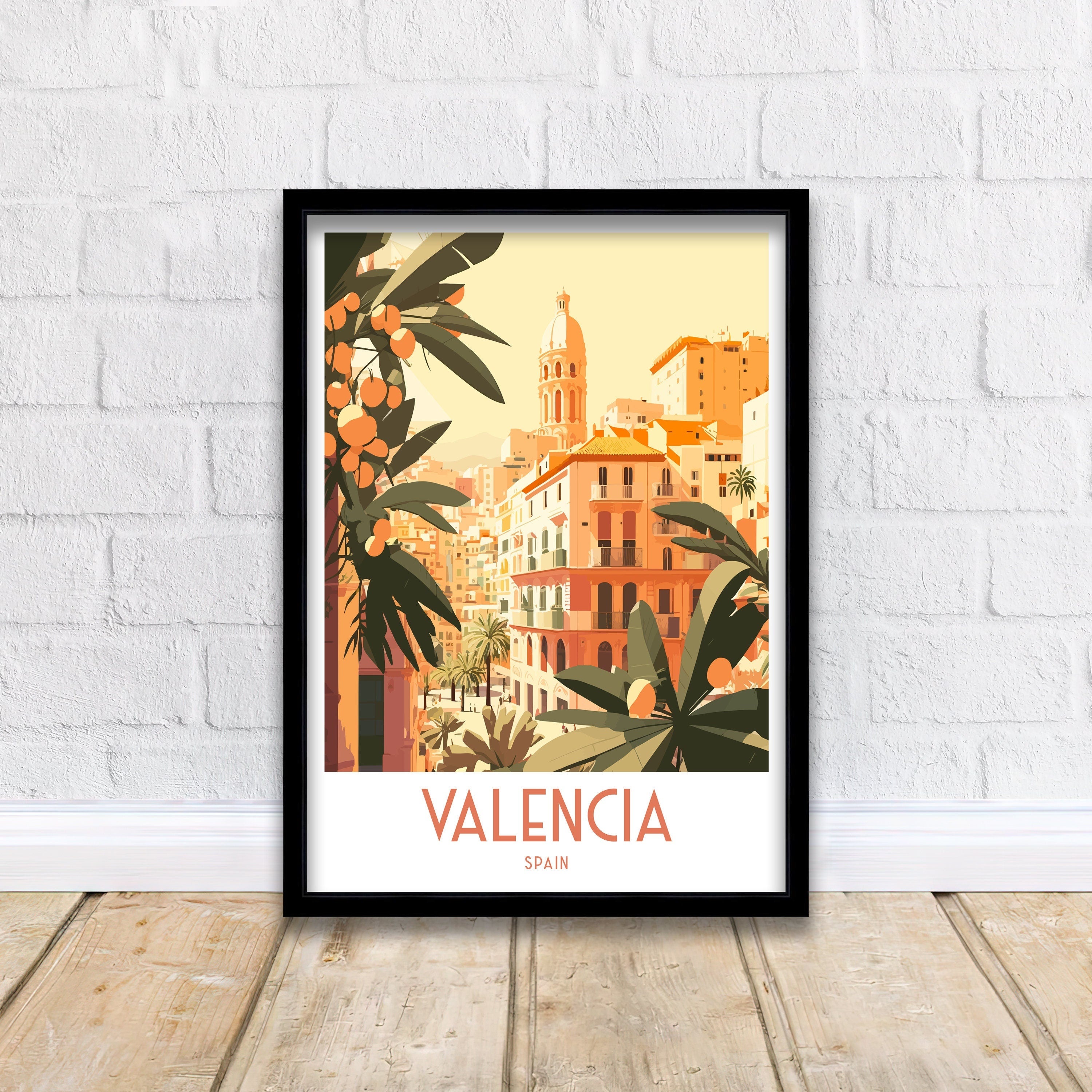 Valencia Spain Travel Print, City Illustration Art