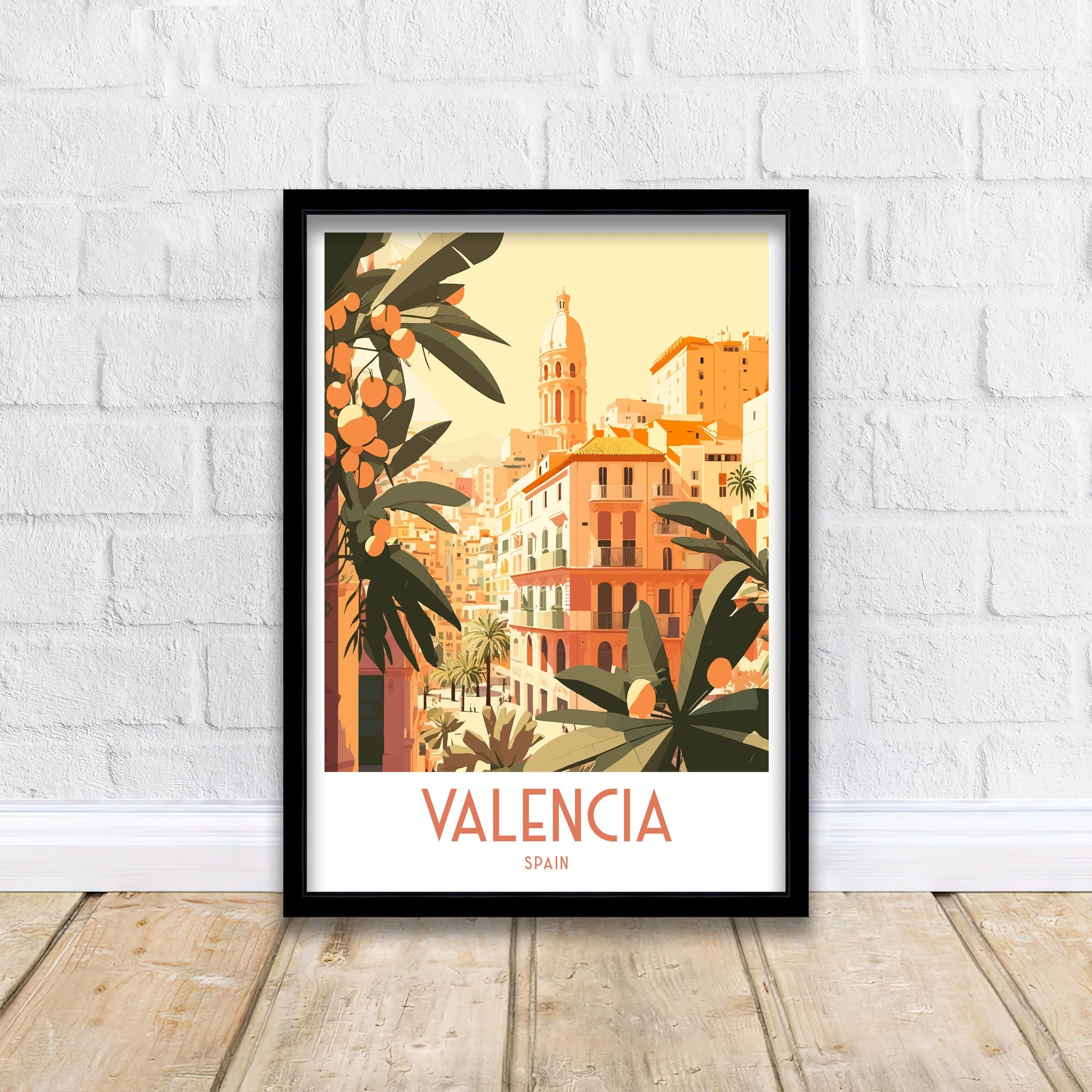 Valencia Spain Travel Print, City Illustration Art