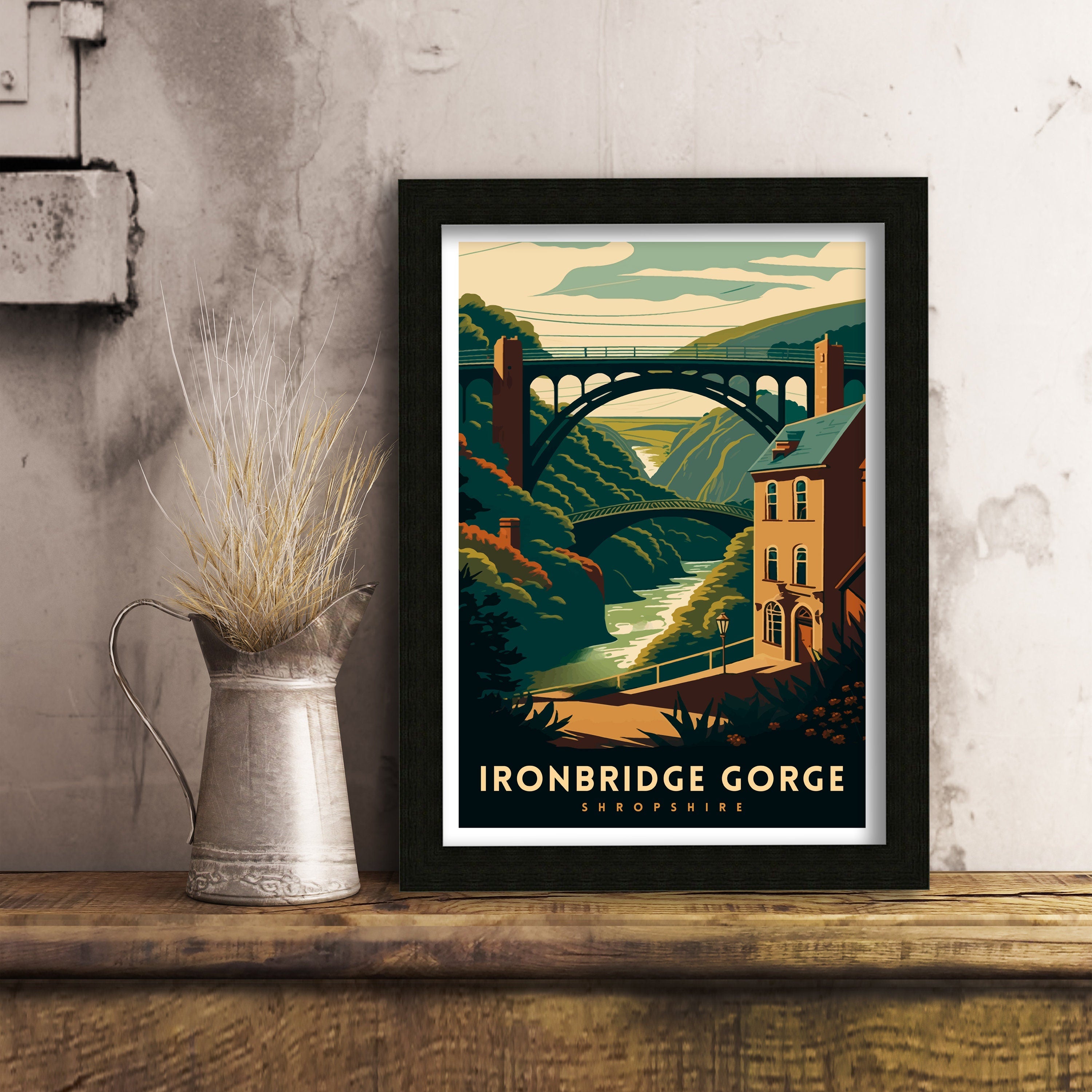 Ironbridge Gorge Travel Poster: Shropshire Illustration Art Print