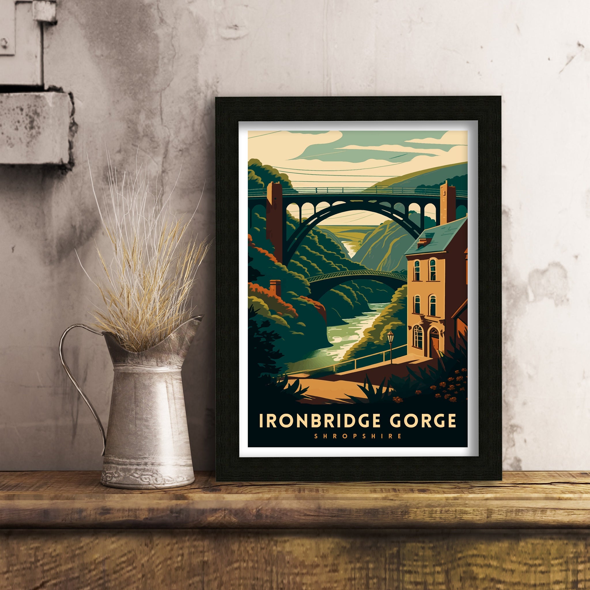 Ironbridge Gorge Travel Poster: Shropshire Illustration Art Print