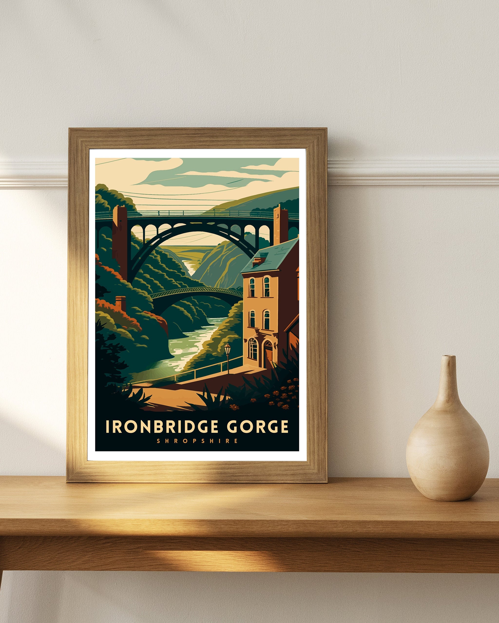 Ironbridge Gorge Travel Poster: Shropshire Illustration Art Print