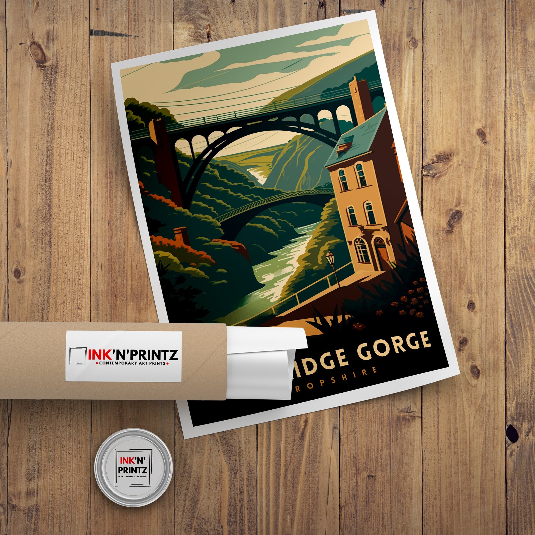 Ironbridge Gorge Travel Poster: Shropshire Illustration Art Print