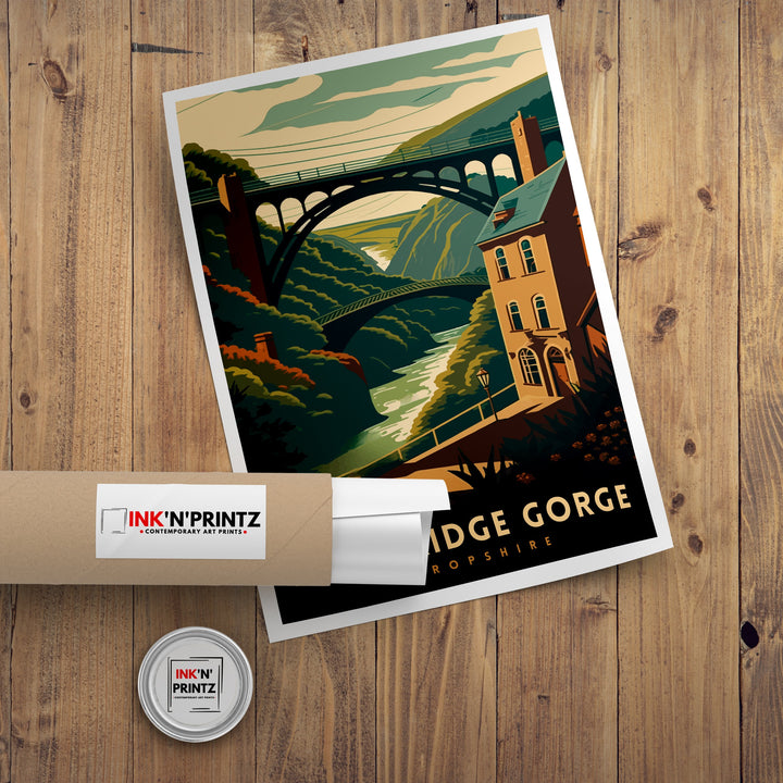 Ironbridge Gorge Travel Poster Ironbridge Wall Art Shropshire Home Decor Ironbridge Gorge Illustration Travel Poster Gift Ironbridge England