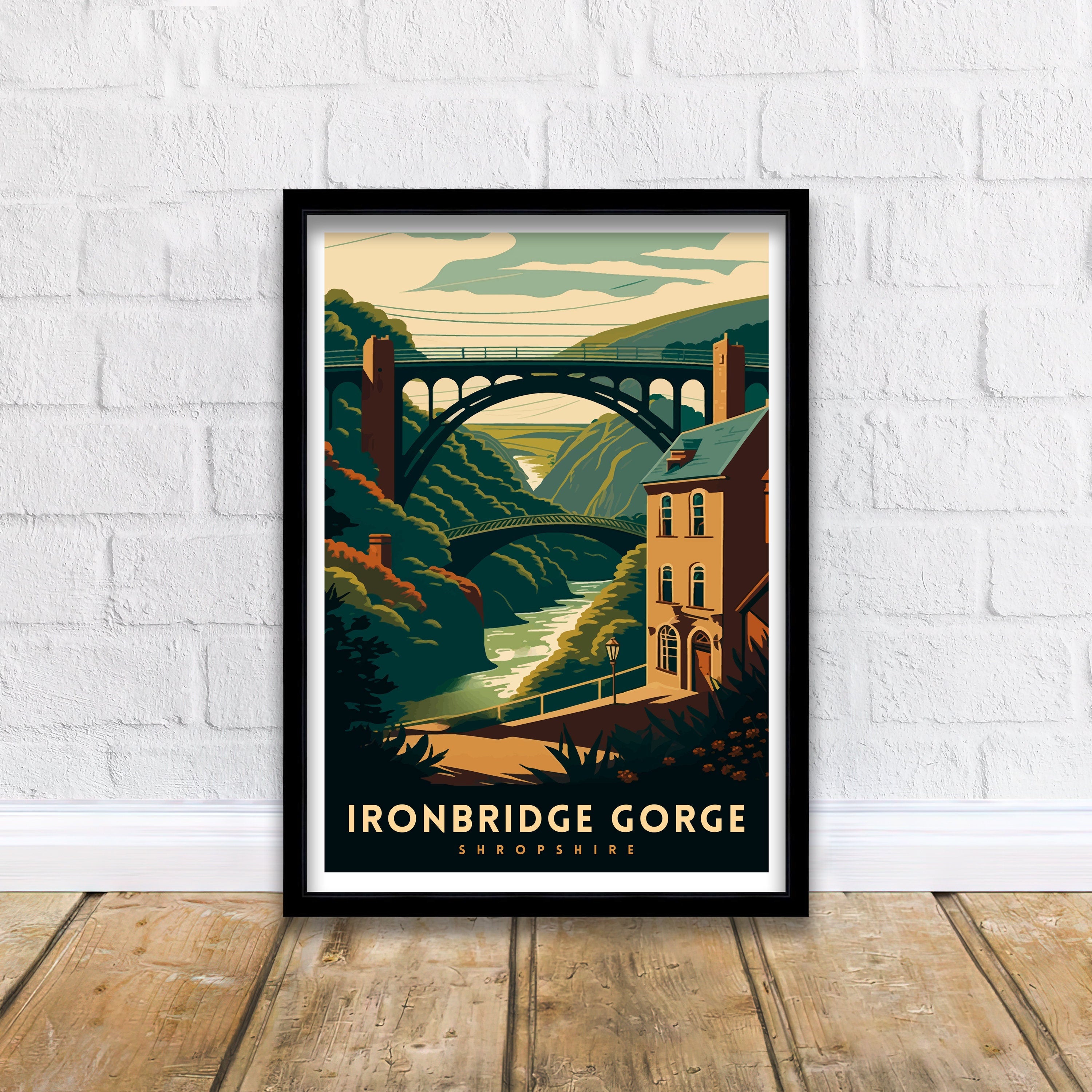 Ironbridge Gorge Travel Poster: Shropshire Illustration Art Print
