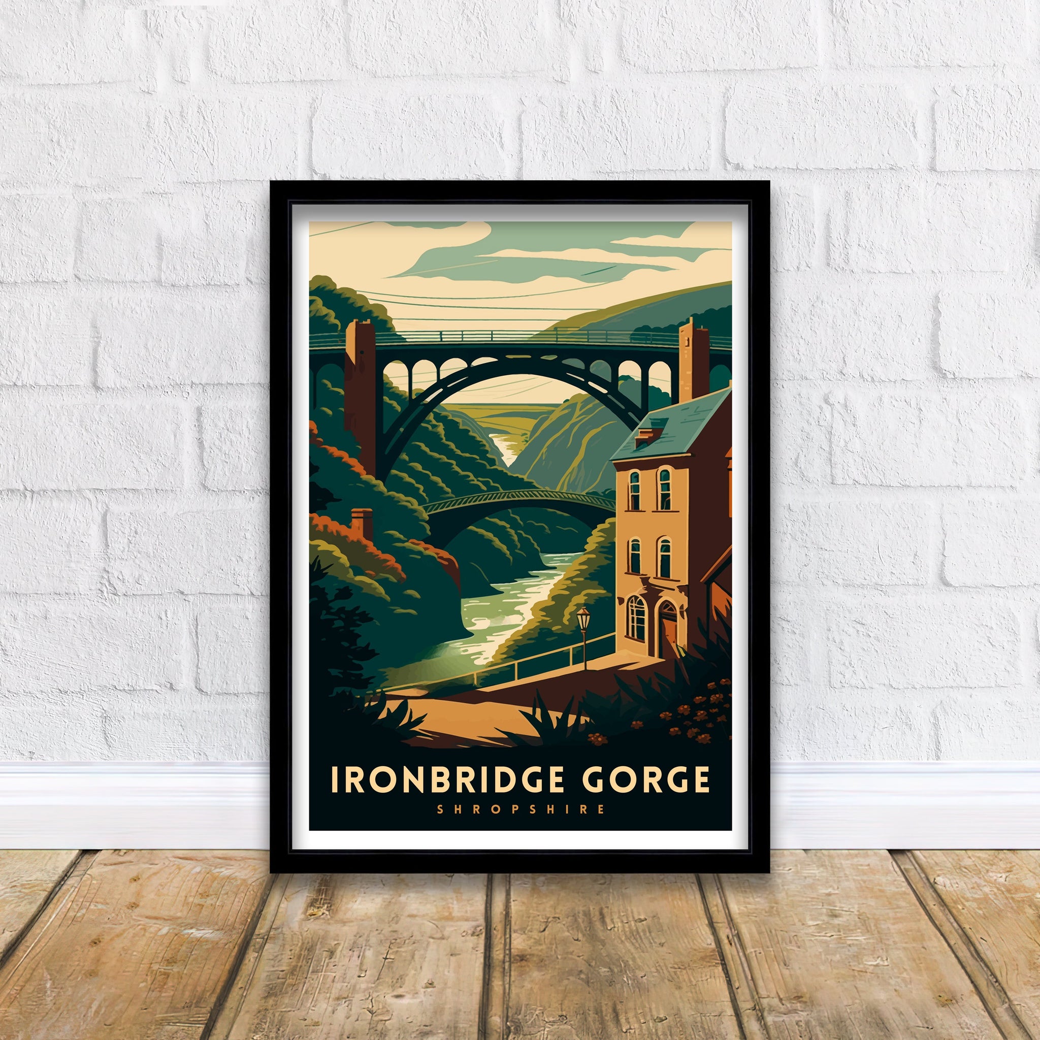 Ironbridge Gorge Travel Poster: Shropshire Illustration Art Print