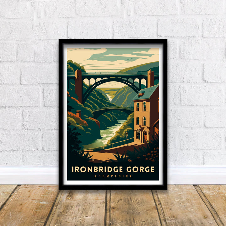 Ironbridge Gorge Travel Poster Ironbridge Wall Art Shropshire Home Decor Ironbridge Gorge Illustration Travel Poster Gift Ironbridge England