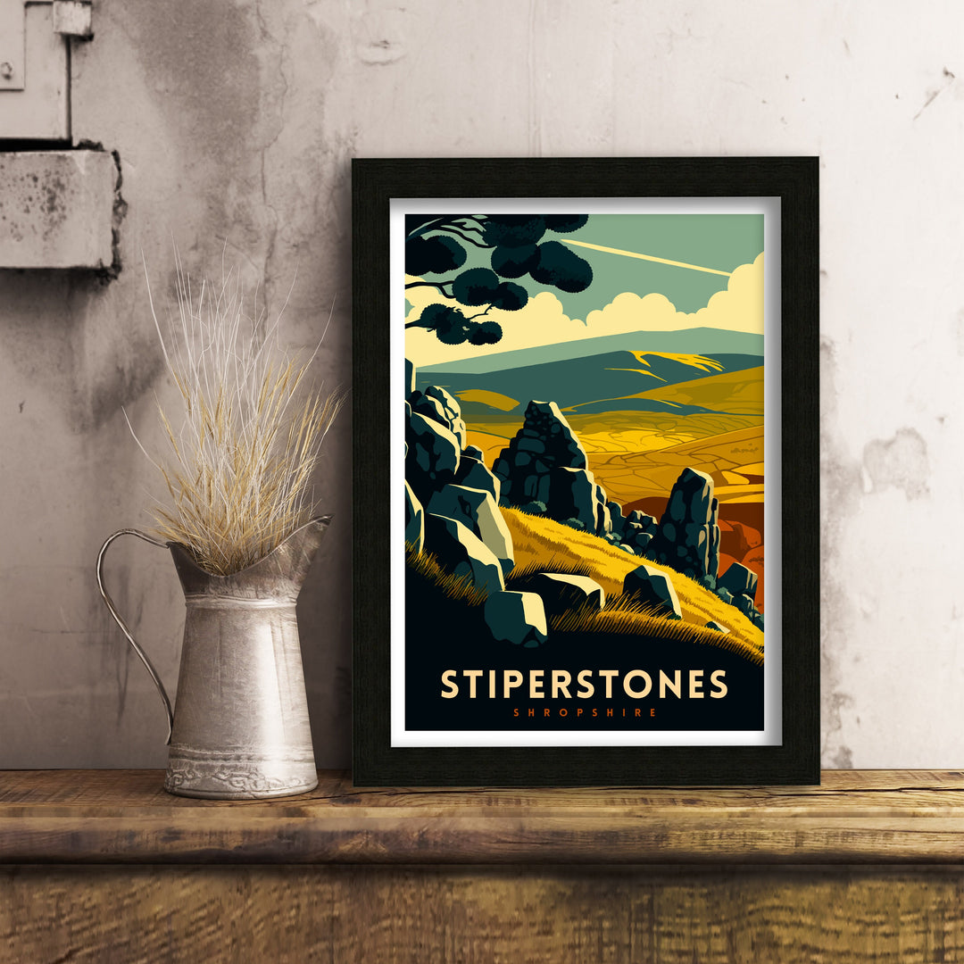 Stiperstones Travel Poster Stiperstones Wall Art Stiperstones Home Living Decor Stiperstones Illustration Travel Poster Gift Shropshire Hills