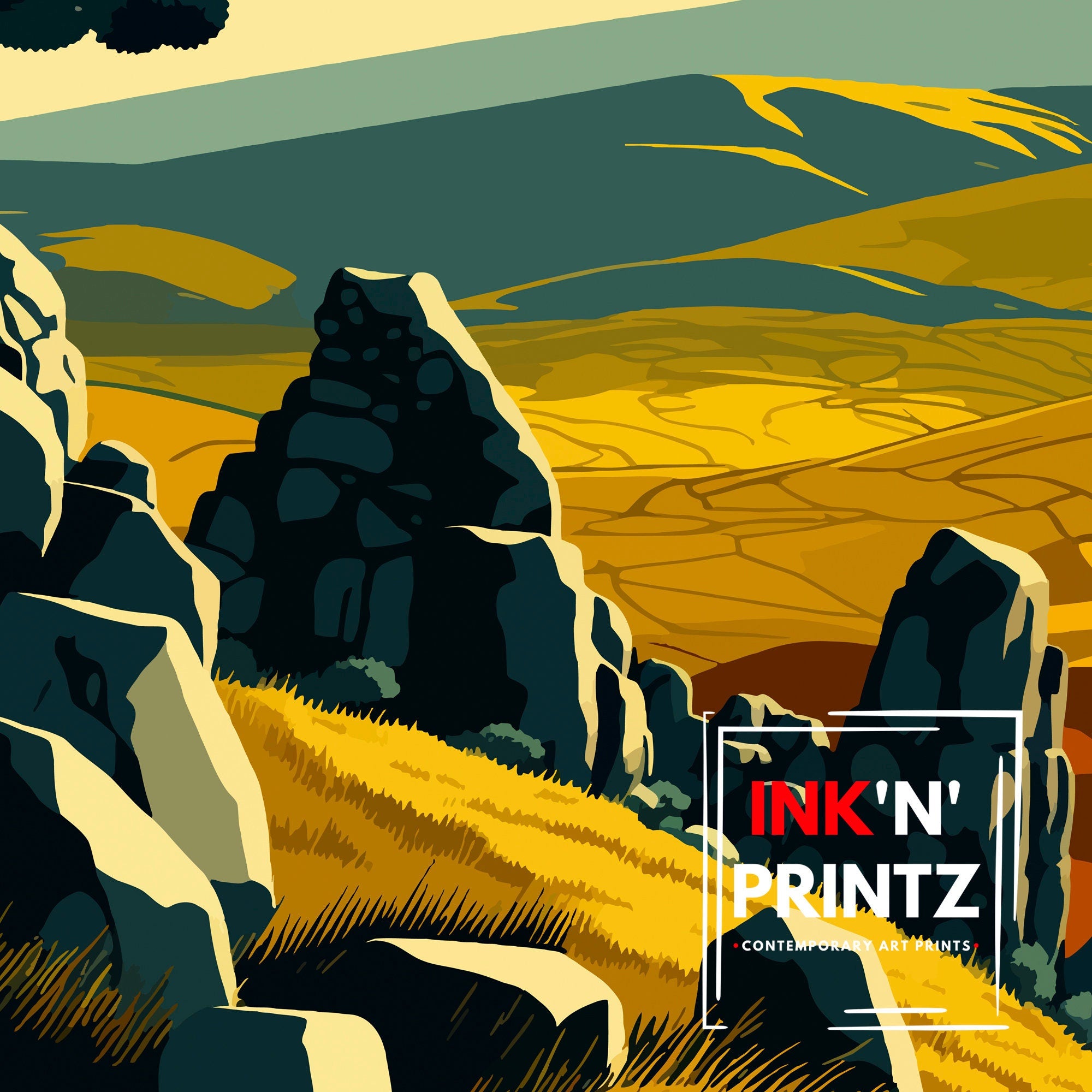 Stiperstones Travel Poster, Shropshire Hills Art Print