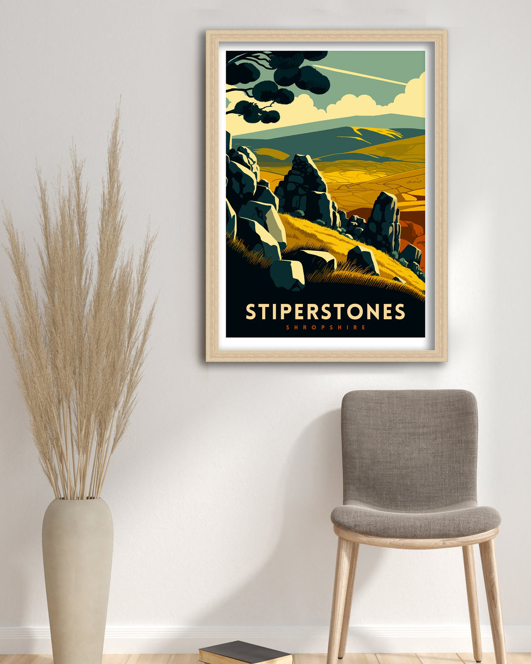 Stiperstones Travel Poster Stiperstones Wall Art Stiperstones Home Living Decor Stiperstones Illustration Travel Poster Gift Shropshire Hills