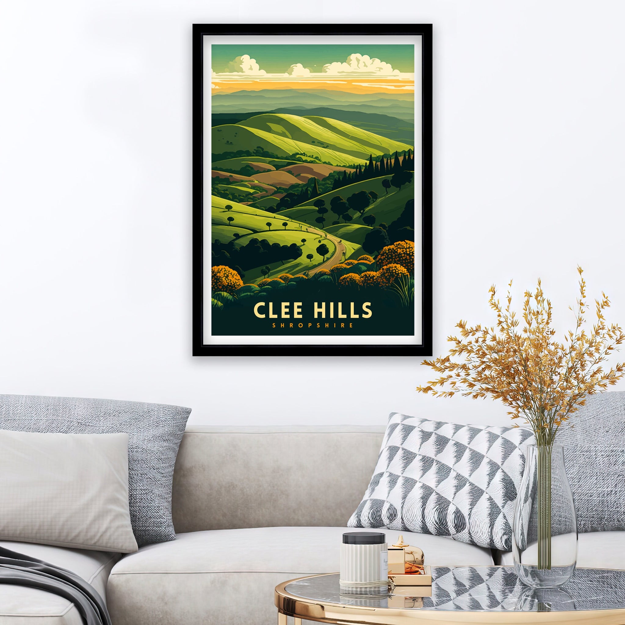 Clee Hills Travel Poster: Shropshire UK Landscape Art Print