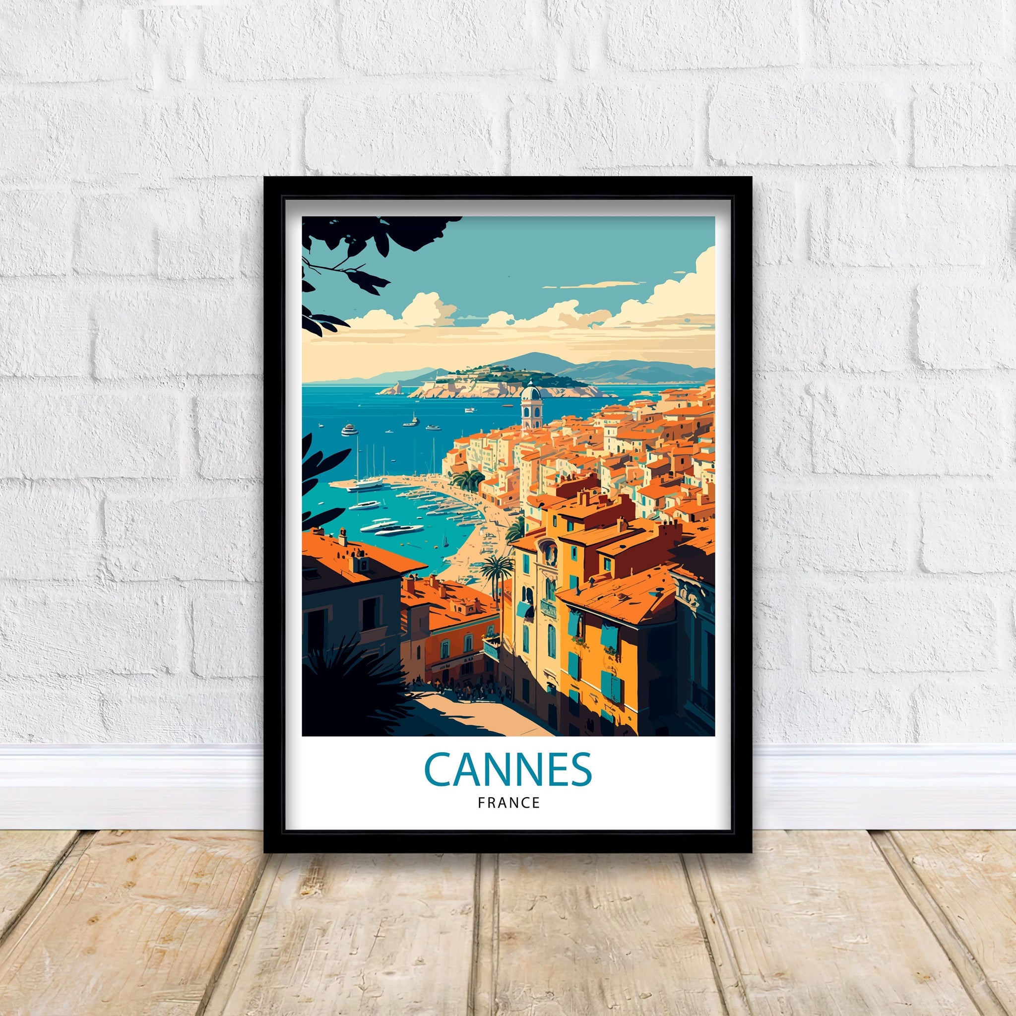 Cannes France Travel Print, French Riviera Illustration