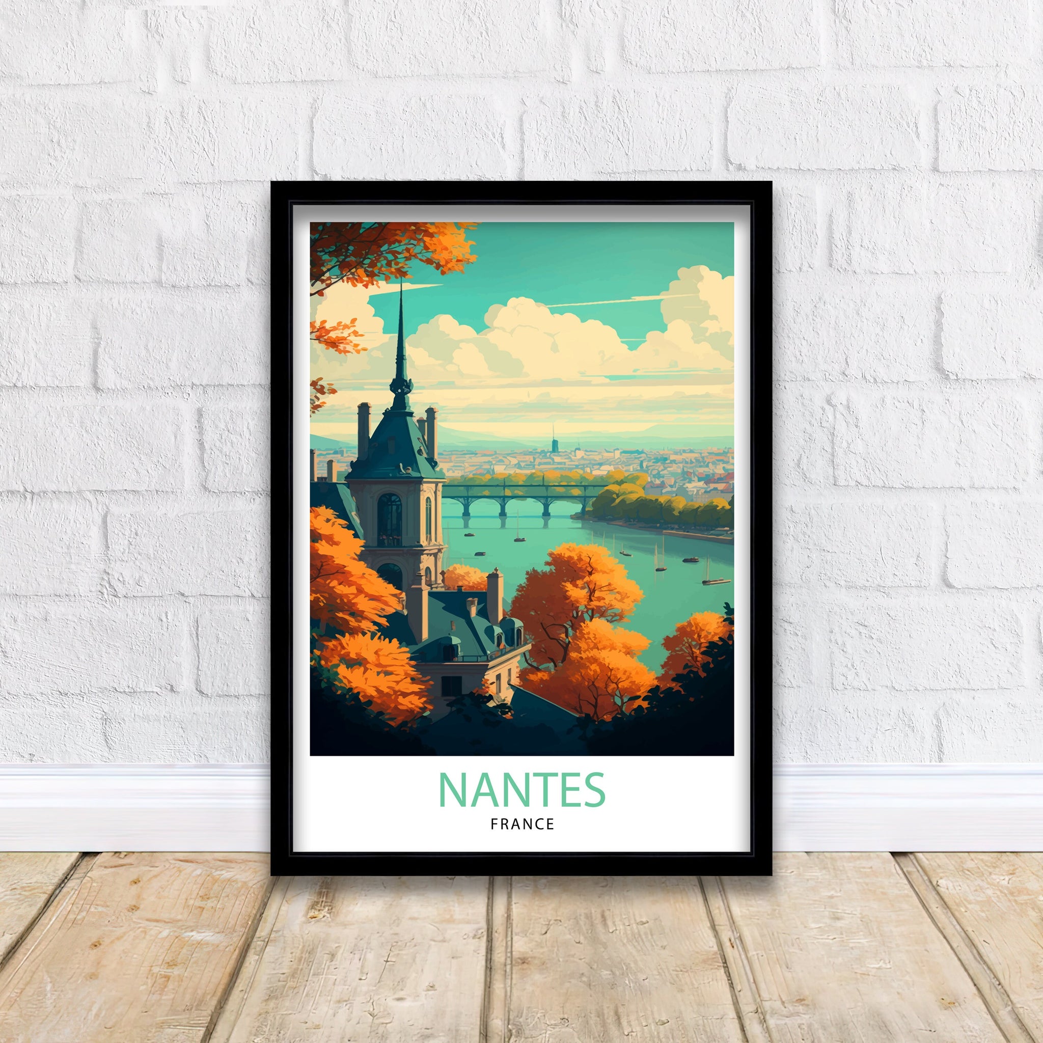 Nantes France Travel Poster, Cityscape Art Print
