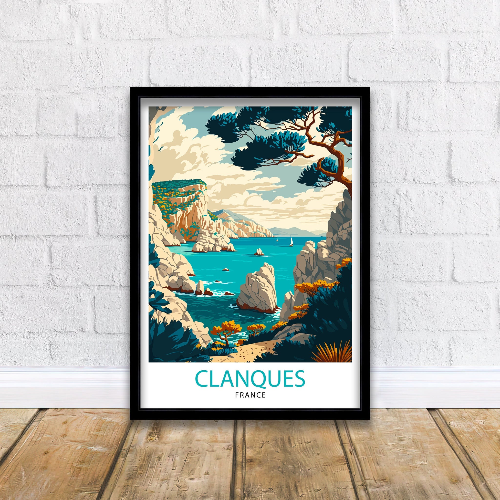 Calanques France Travel Poster, Mediterranean Coast Art Print