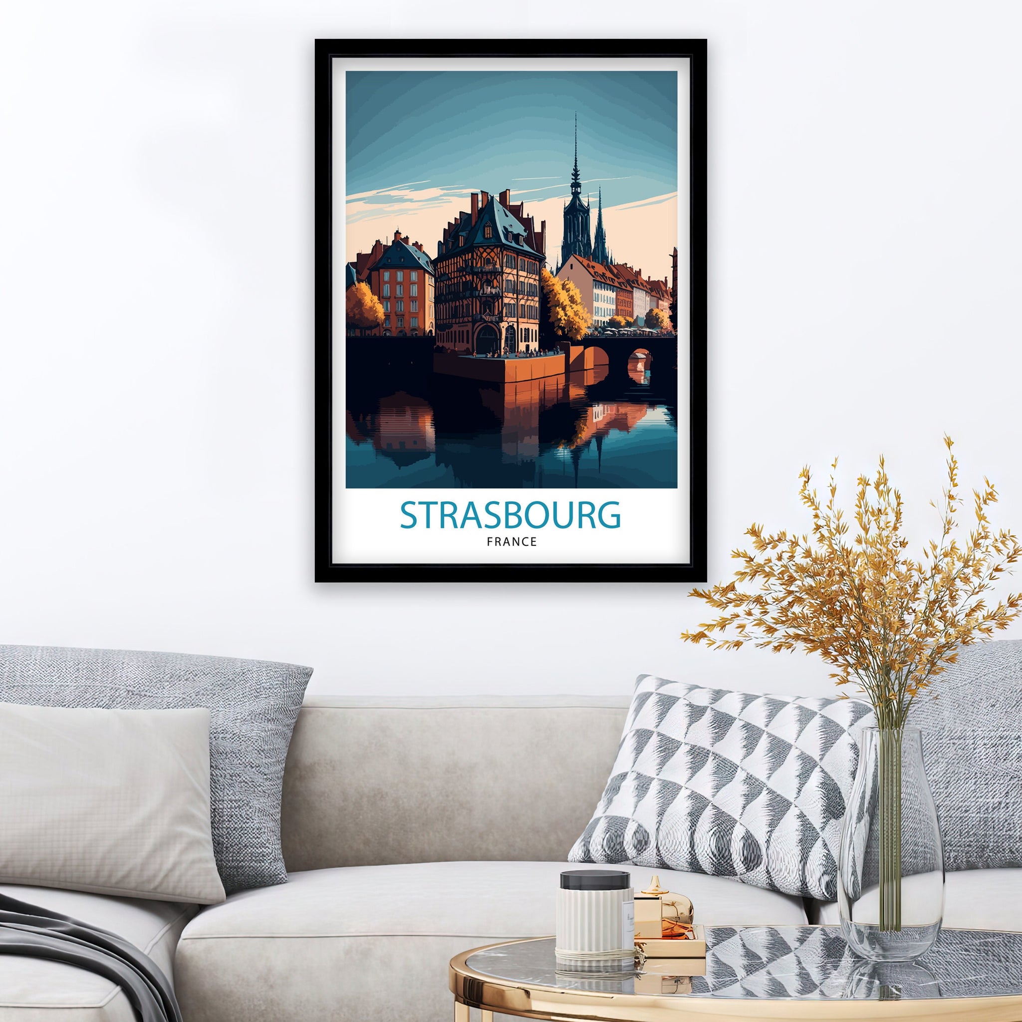 Strasbourg France Illustration Print, City Wall Art