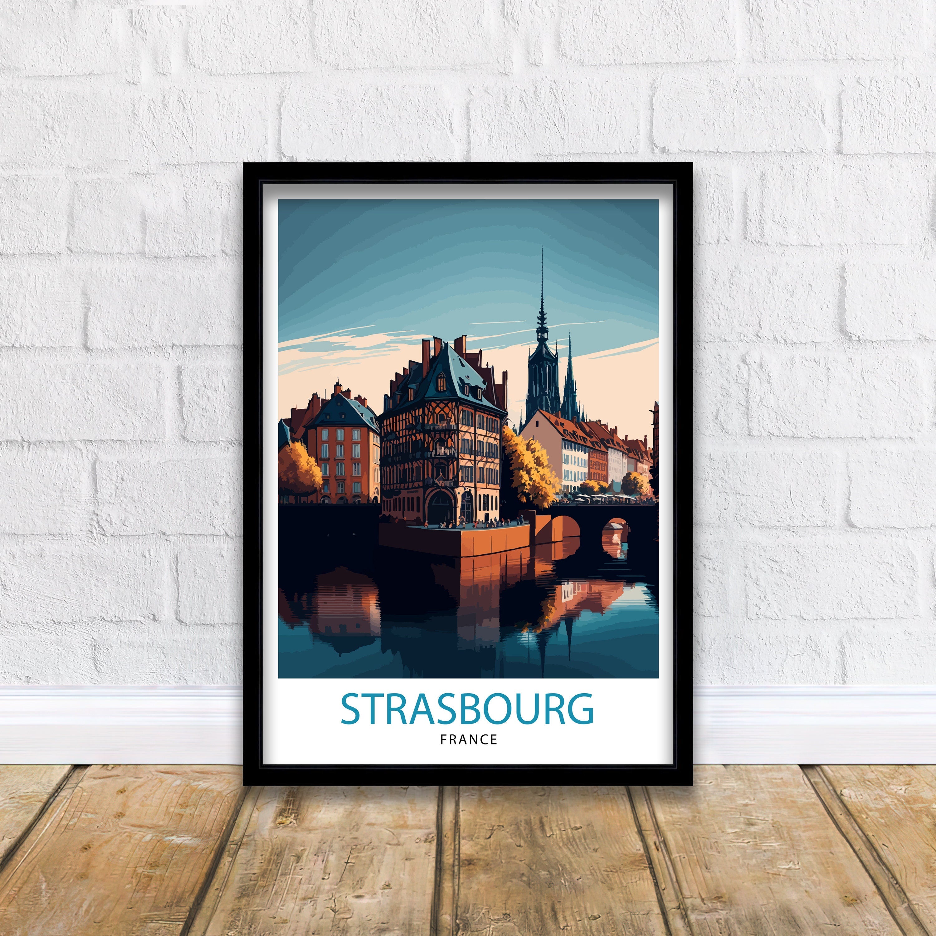 Strasbourg France Illustration Print, City Wall Art