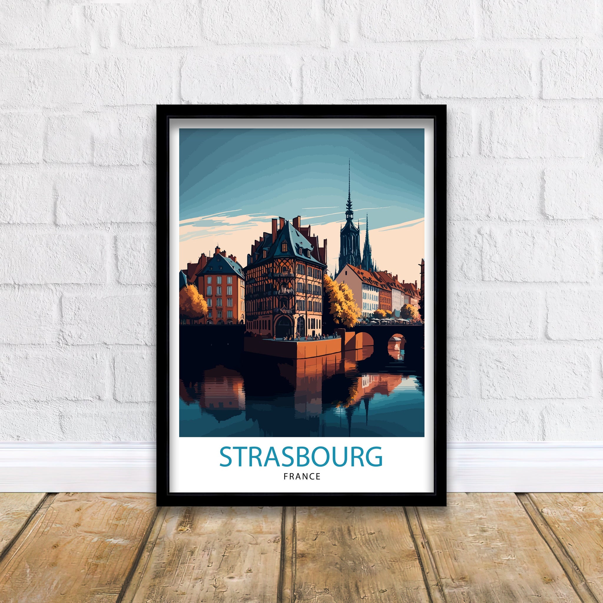 Strasbourg France Illustration Print, City Wall Art