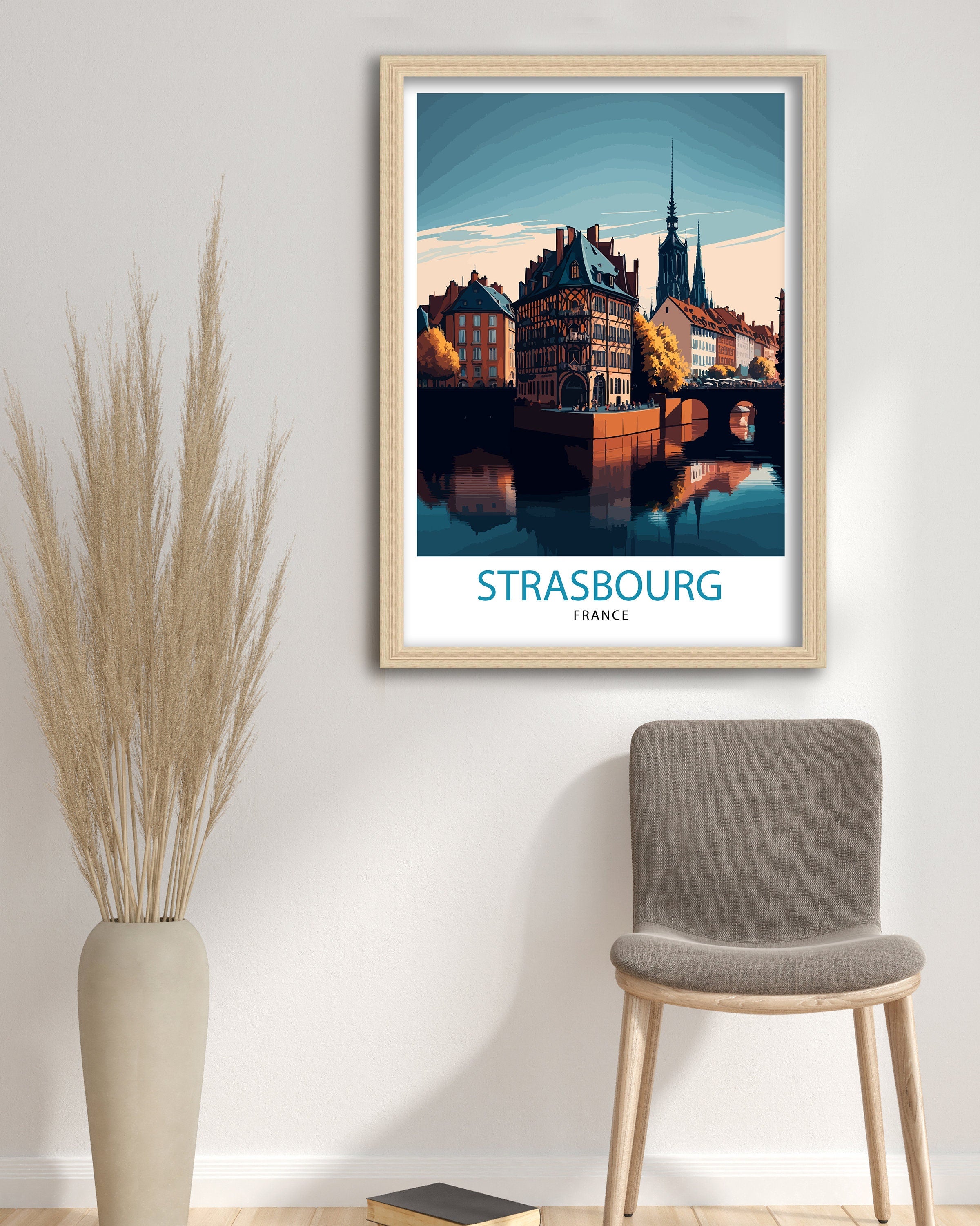 Strasbourg France Illustration Print, City Wall Art